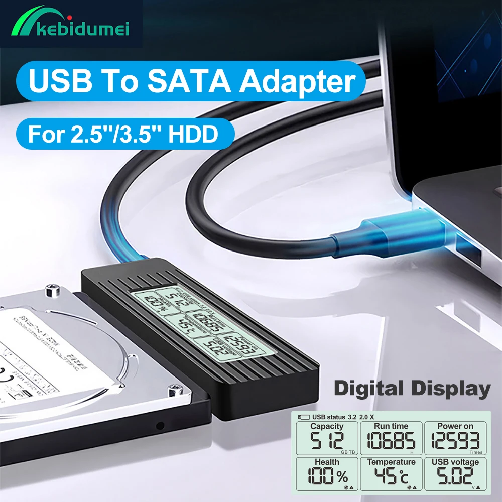 Kebidumei USB 3.2 zu SATA Konverter 2,5 3,5 Zoll SSD HDD Festplatte Externer Adapter USB 3.1 zu Sata III Kabel PC Zubehör Image