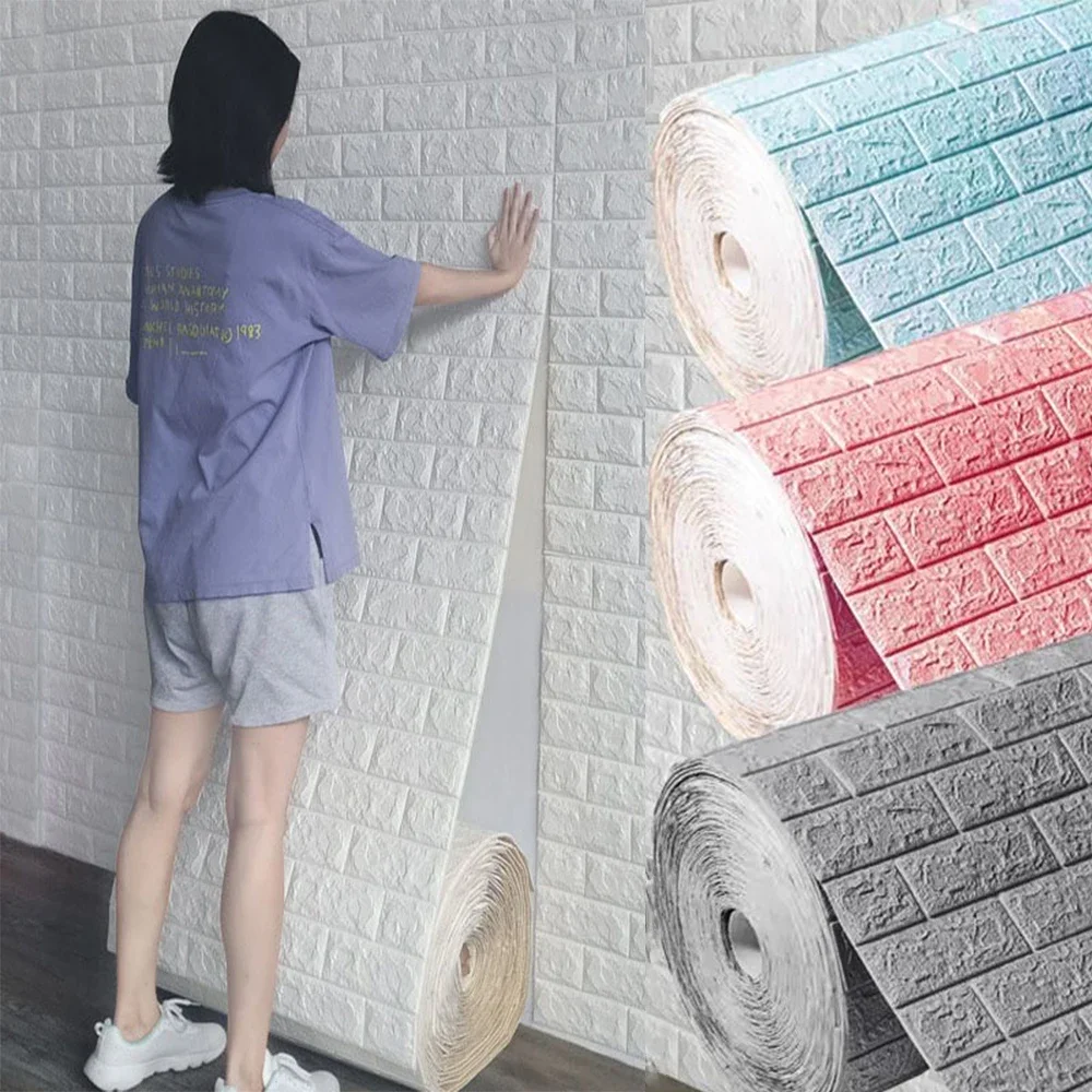 70 cmx1/5/10m 3d Tapeten dekoration selbst klebende antike Schaum ziegel tapete Wohnzimmer Schlafzimmer wasserdichter 3d Wanda uf kleber Image