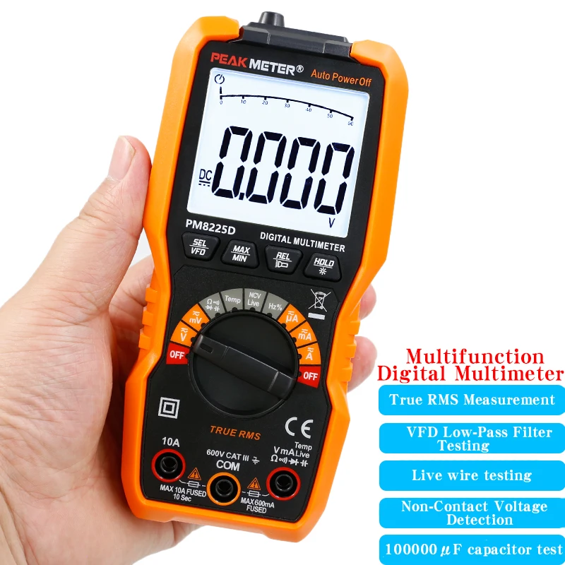 PEAKMETER PM8225D Elektriker-Multimeter, universeller, hochpräziser Digitalanzeige, intelligenter, brennsicherer Haushalts-Stromzähler Image