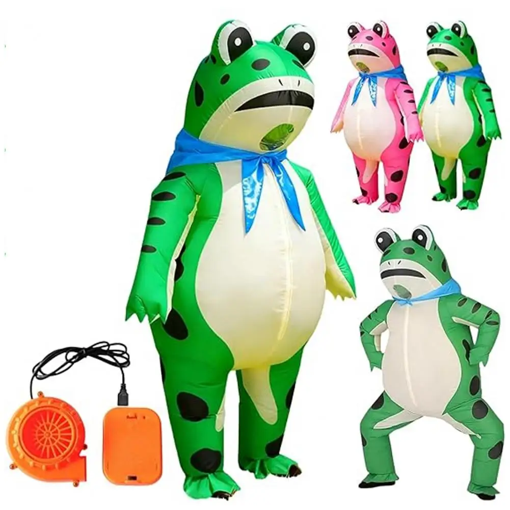 2025, aufblasbares Frosch-Kostüm, lustiger Ganzkörper-Cosplay-Kostüm, Anzug für Erwachsene und Kinder, Halloween, schnelles Aufblasen, Frosch-Anzug Image