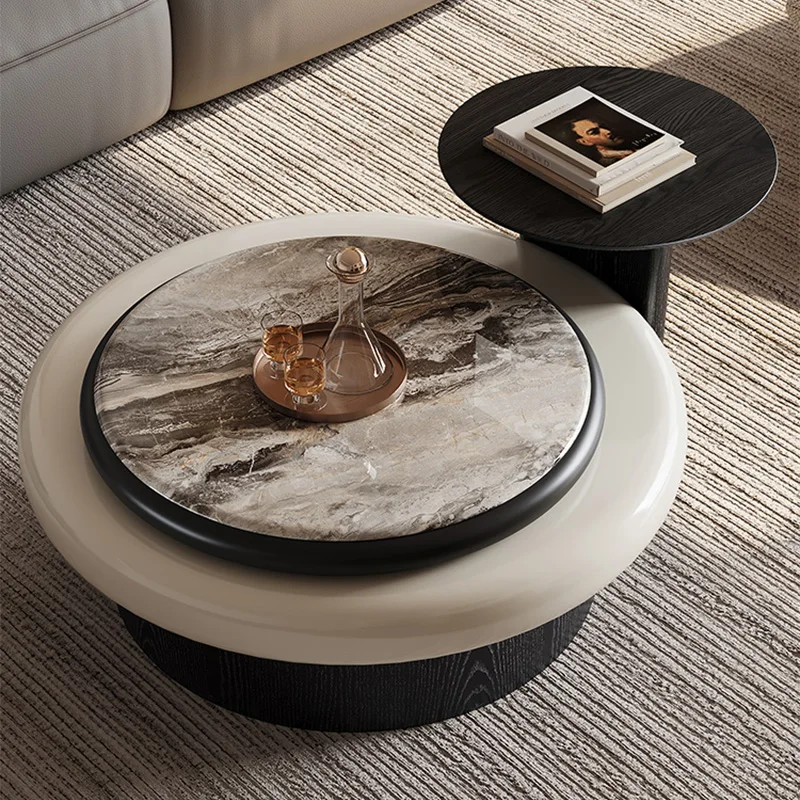 Luxuriöses Couchtisch-Set mit drehbarer Tischplatte, moderne, einfache, runde Couchtische, Wohnzimmer-Mitteltisch, Heimsofa, Beistelltisch