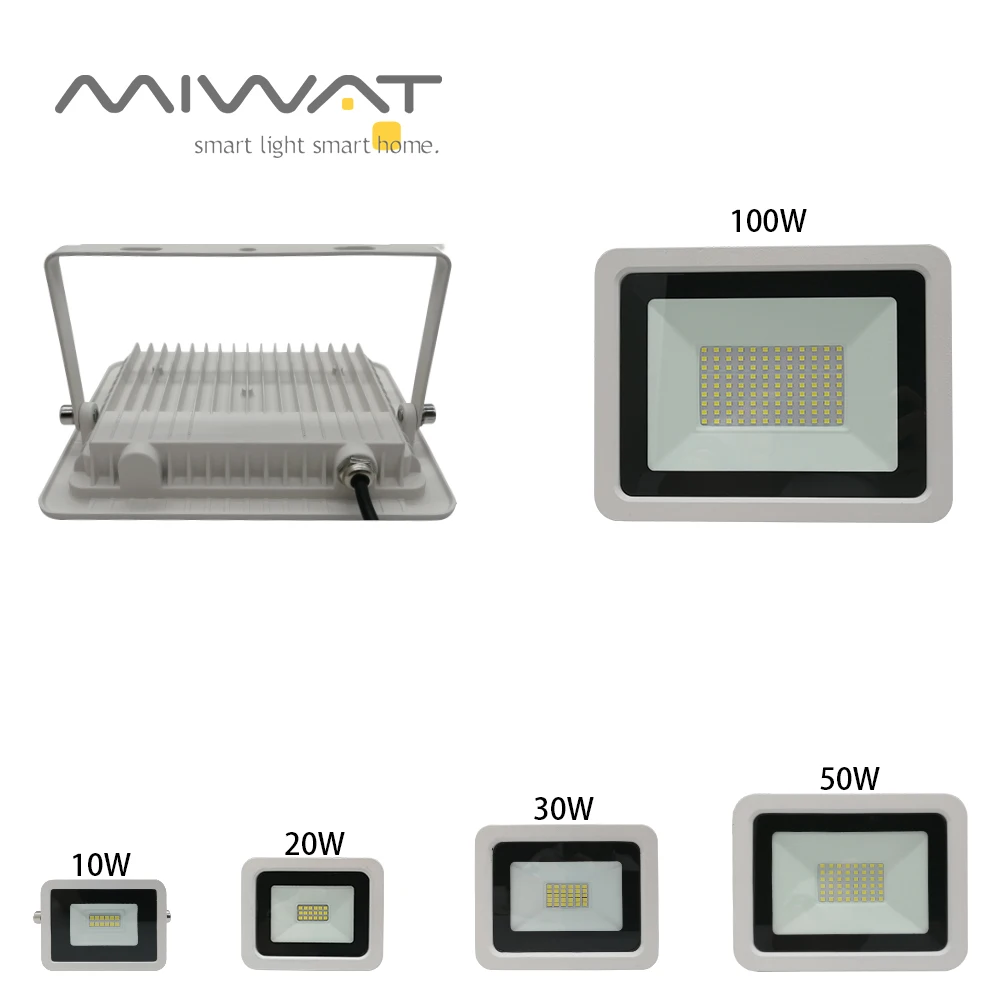 Weißes LED-Flutlicht, 10 W, 20 W, 30 W, 50 W, 100 W, IP68, wasserdicht, für den Außenbereich, Gartenprojektor, Beleuchtung, Strahler, Wandflutlichter