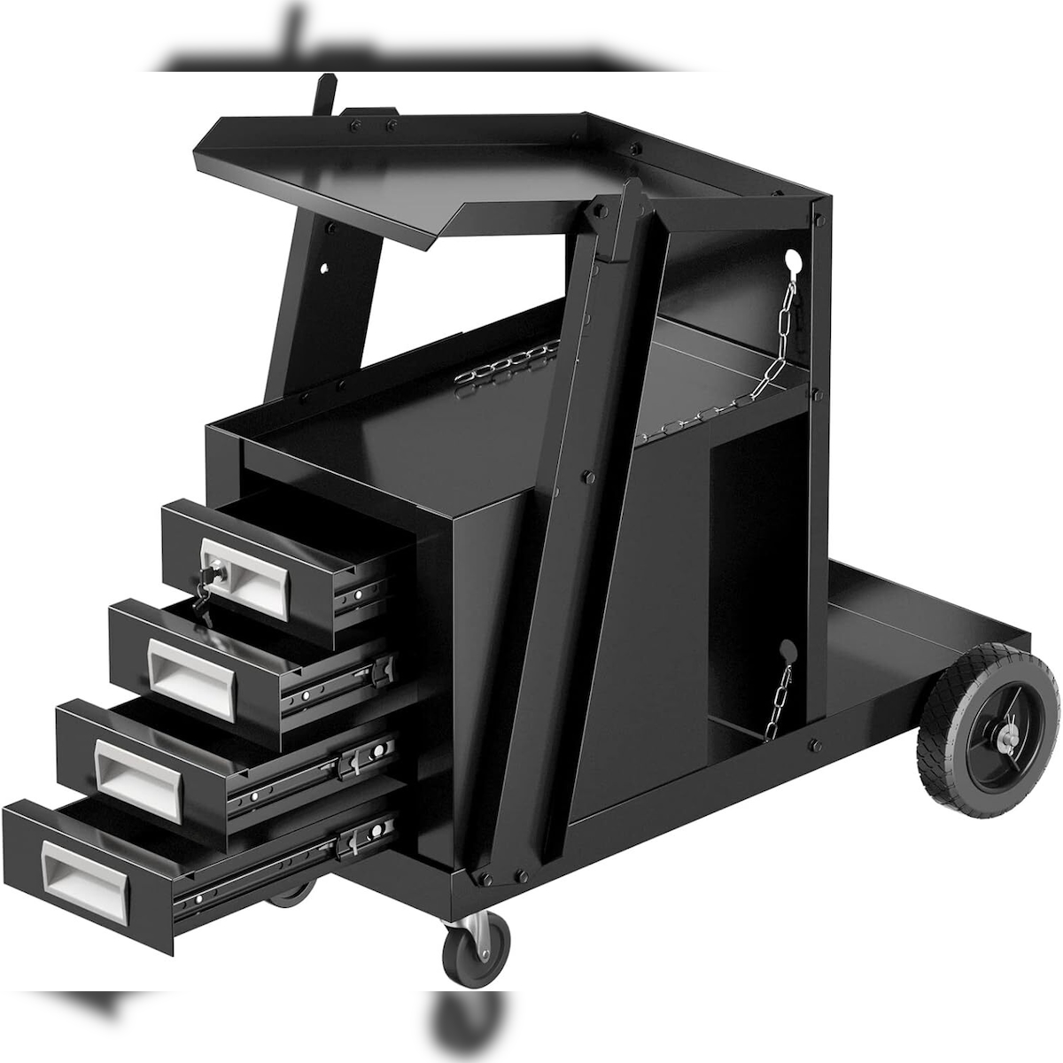 COSTWAY Schweißwagen mit 4 Schubladen und Gasflaschenhalter, Mobiler Schweißgerätewagen Image