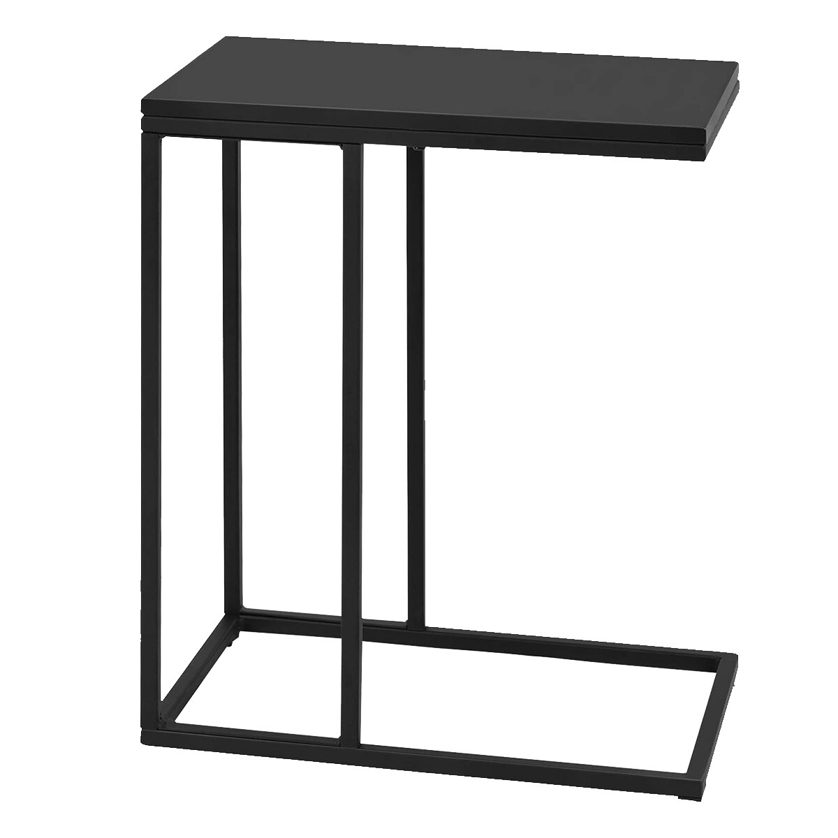 COSTWAY Beistelltisch in C-Form, Sofatisch mit Metallgestell, Couchtisch, Laptoptisch, 45,5 x 25,5 x 64 cm (schwarz) Image