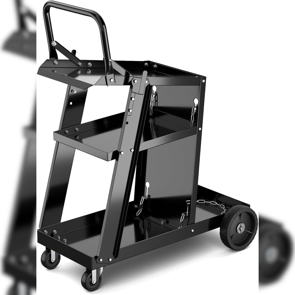 COSTWAY Schweißwagen mit 3 Regalen, Mobiler Schweißgerätewagen für Schweißmaschinen, Metall-Werkzeugwagen für TIG MIG-Schweißgeräte Image
