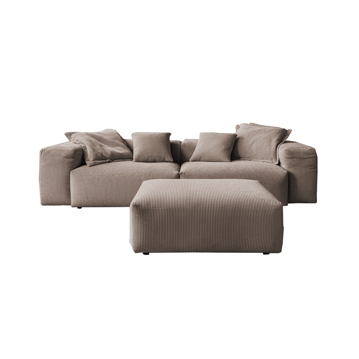 KAWOLA Sofa CELESTE 4-Sitzer mit Hocker Cord taupe Image
