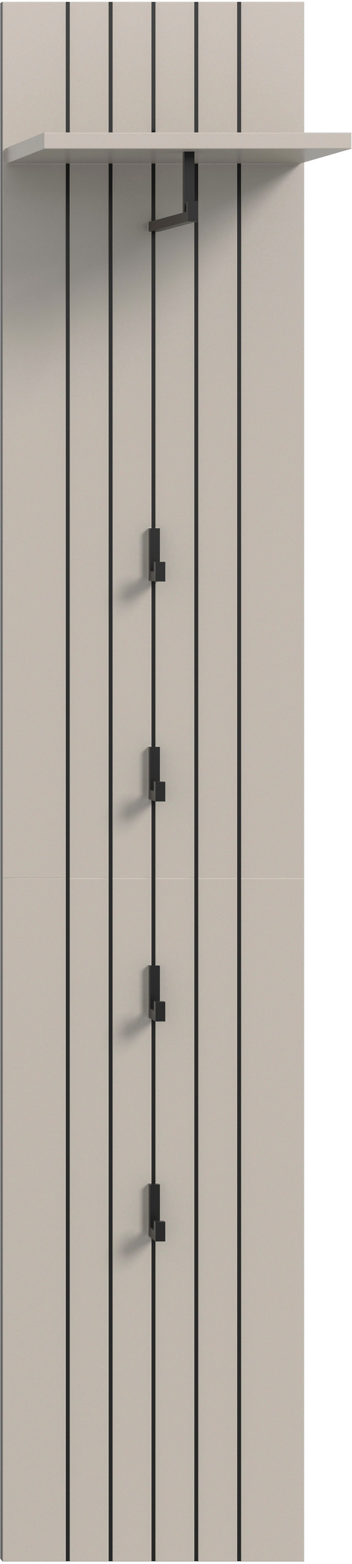 Garderobenpaneel HOME AFFAIRE "TATIO, Rillenfräsung, 4 Haken, 1 Kleiderstange, 1 Ablageboden", kashmir nachbildung, B:31cm H:160cm T:27cm, Holzwerkstoff, Garderobenpaneele, Garderobenpaneel, Garderobenpaneel, Garderobe, Flur, Diele