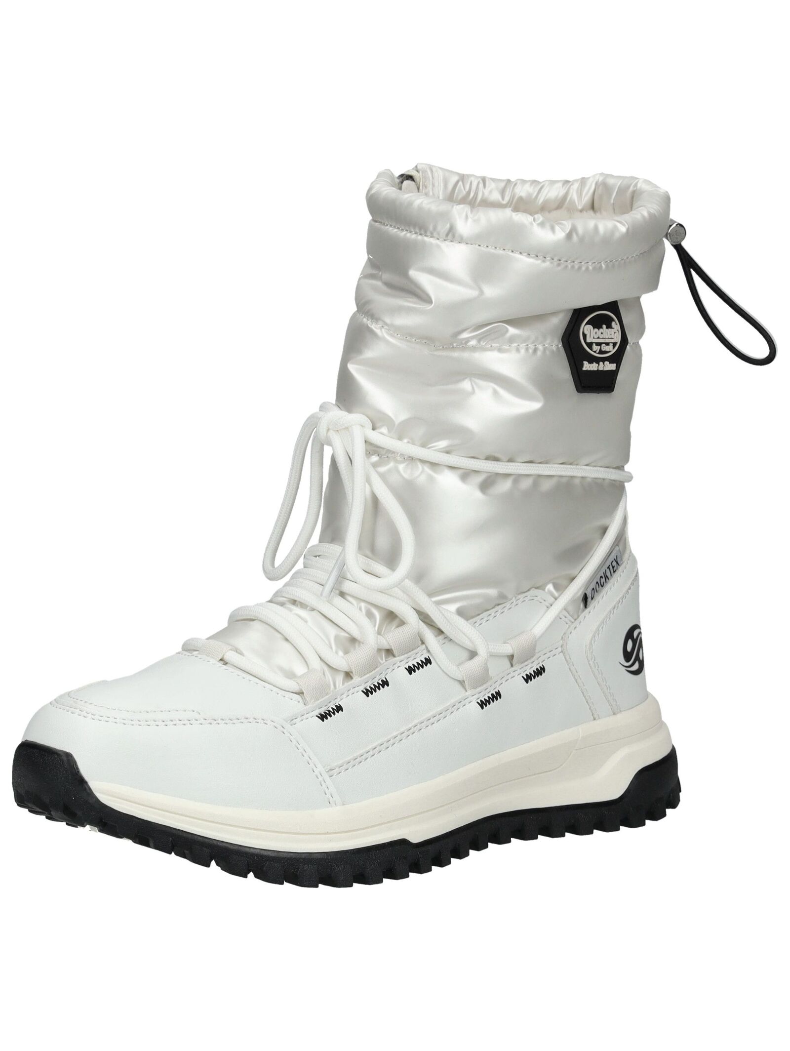 Schnürstiefelette DOCKERS BY GERLI "Dockers by Gerli Stiefelette Textil", Damen, Gr. 36, weiß, Textil, Schuhe Schnürstiefelette