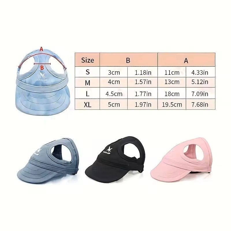 Adjustable PVC Dog Sun Hat Waterproof Pet Hat With Elastic Band For Small, Medium & Large Breeds black xl