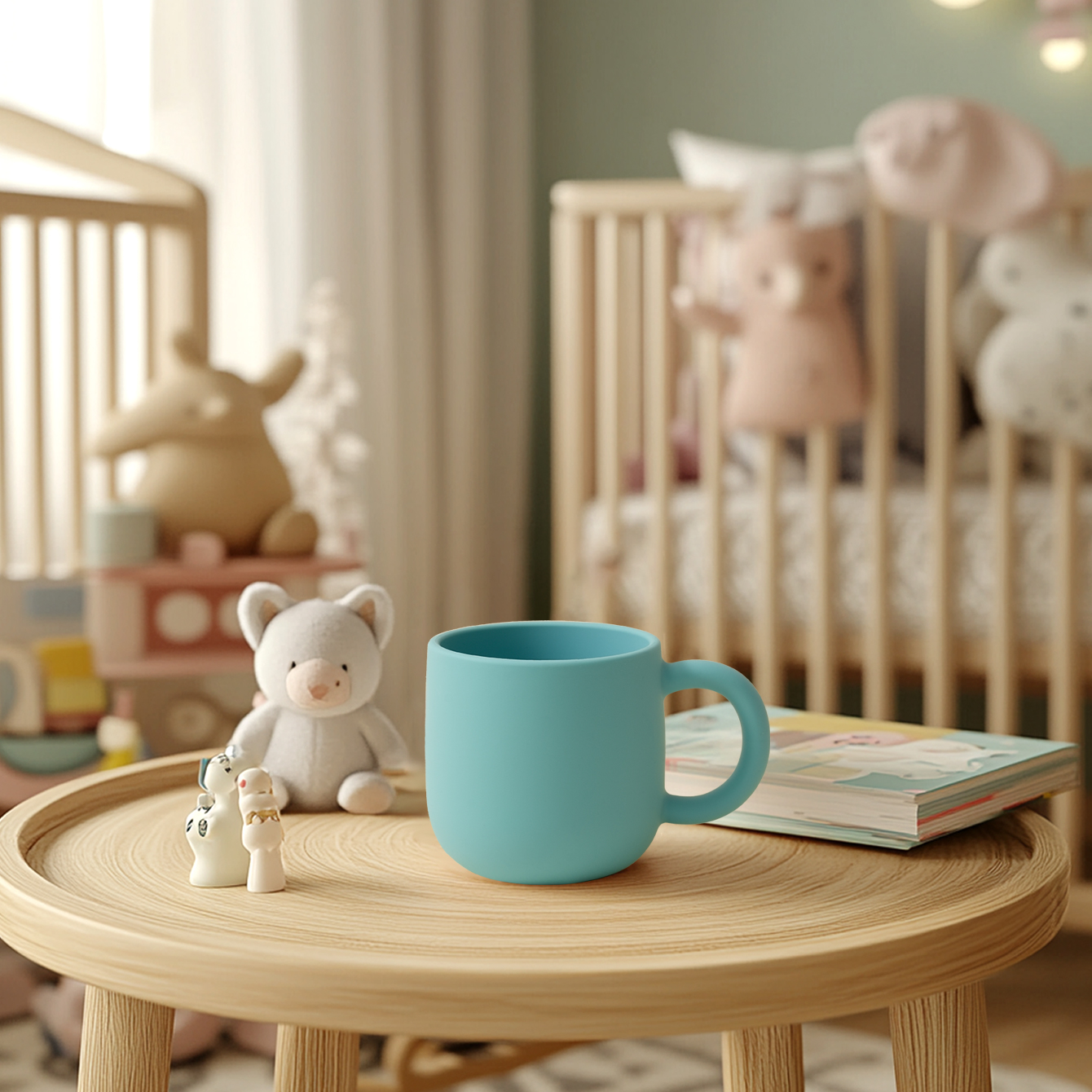 Portable Baby Silicone Cup, Single Handle Baby Cups, Pure Color Baby Water Bottle, Perfect Baby Shower Gift pink