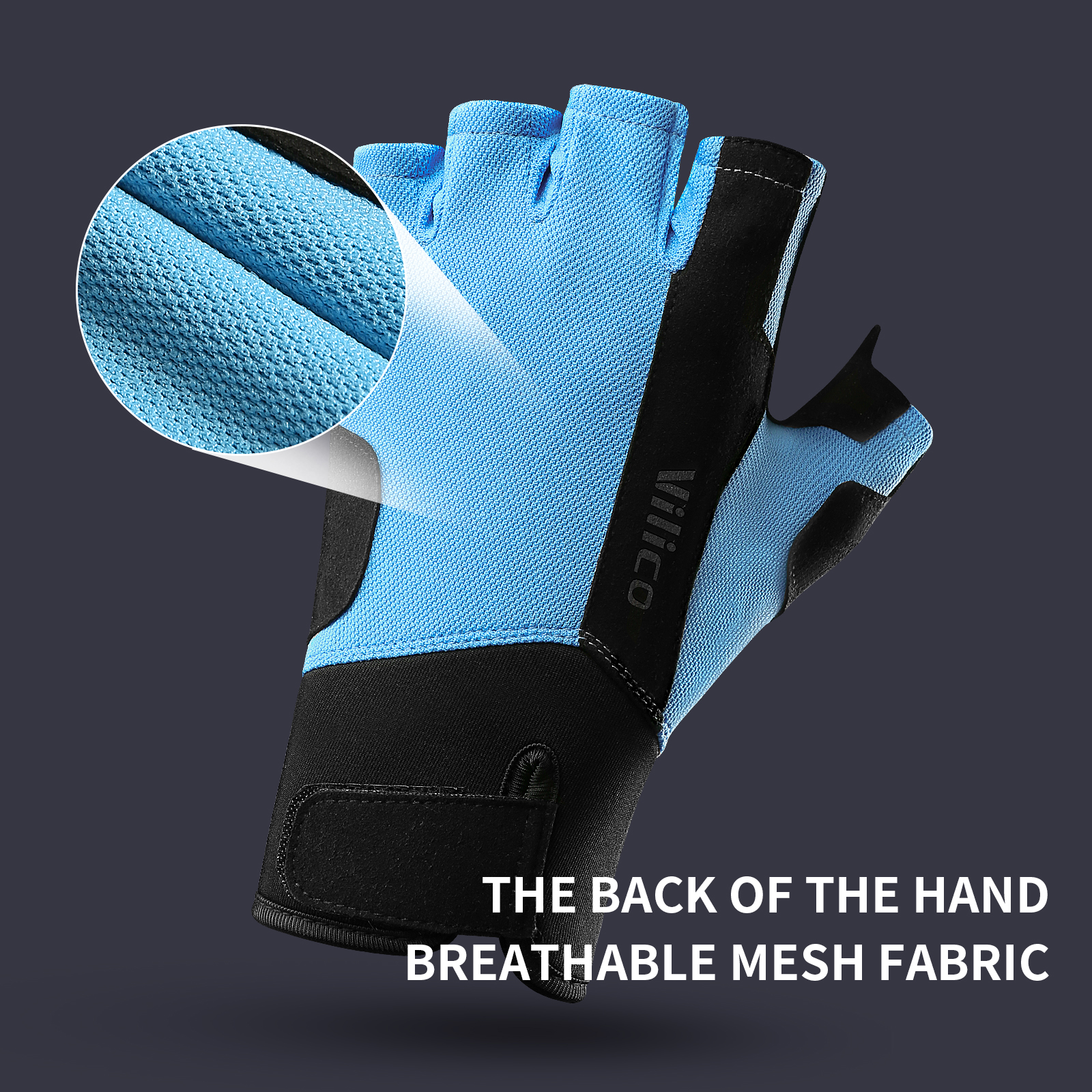 Gym Lifting Workout Gloves Men Women, Wrist Belt Fitness Climbing, Work Out Shock Absorb Foam Pad Palm Crossfit blue xl
