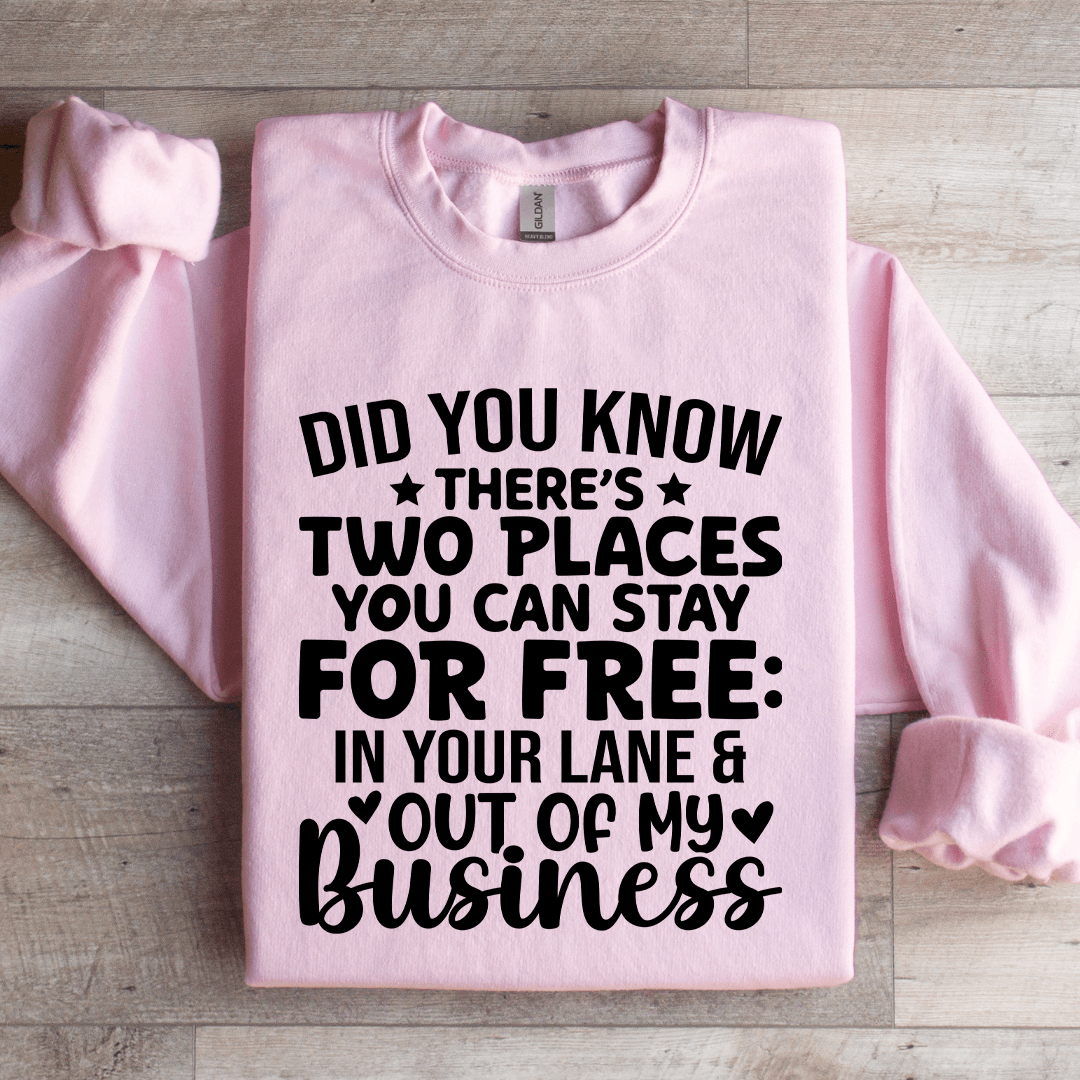 Did You Know There's Two Places You Can Stay For Free Sweatshirt XL Light Pink
