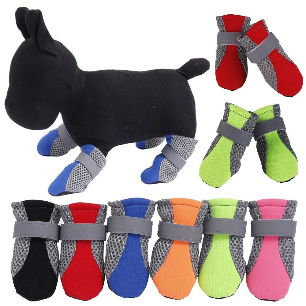 Pet Dog Waterproof Boots With Soft Outdoor Bottom red m