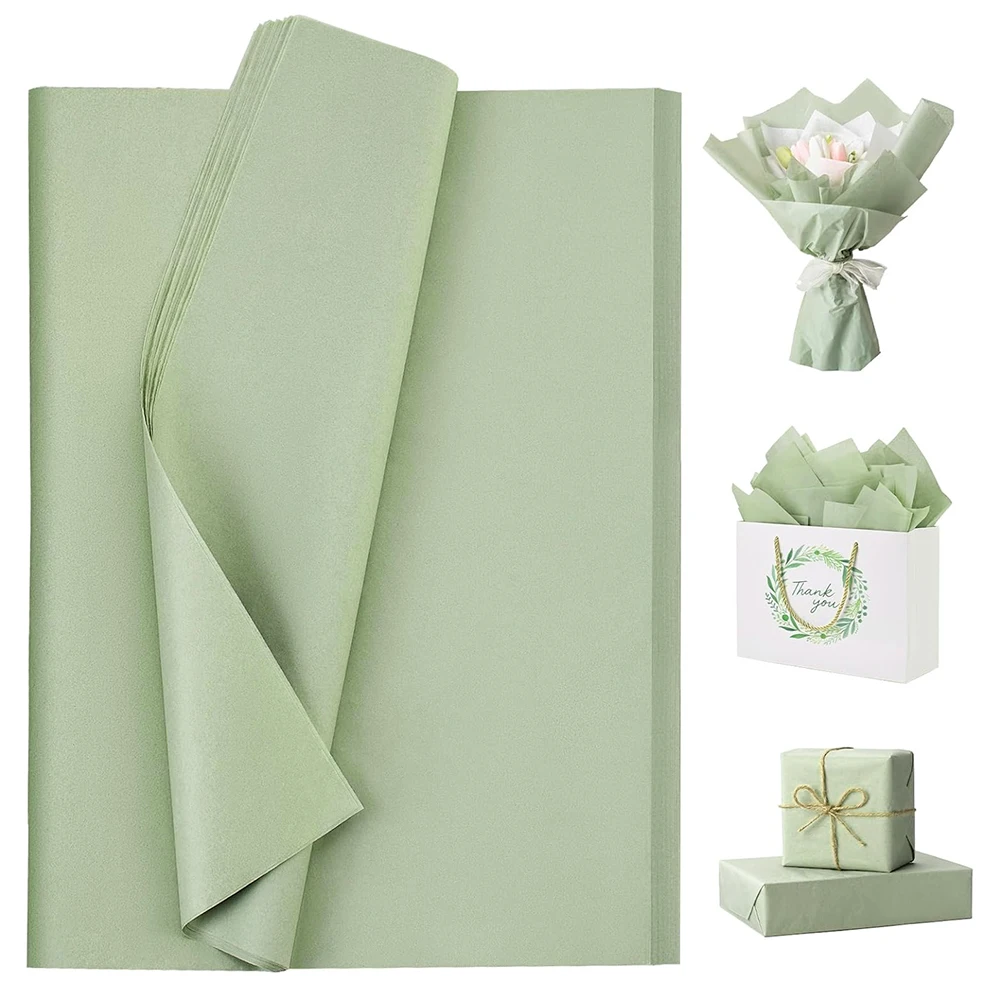 36 pezzi di carta velina verde salvia 70X50 cm carta da regalo carta velina per sacchetti regalo, carta da regalo sottile sfusa per regalo artigianale fai da te
