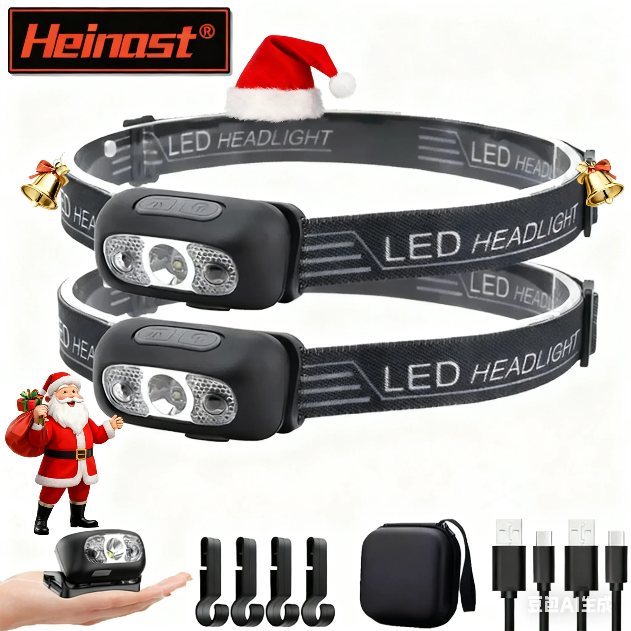 Mini lampada frontale a luce forte Torcia da pesca notturna a LED Lampada frontale ricaricabile Lampada frontale con sensore LED portatile impermeabile per esterni