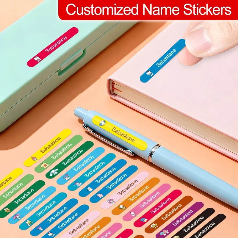 Personalisierte Sanrio-Namenaufkleber, wasserfeste, niedliche Etiketten für Schulbedarf und Büro, Weihnachtsfest-Geschenk für Freunde Image