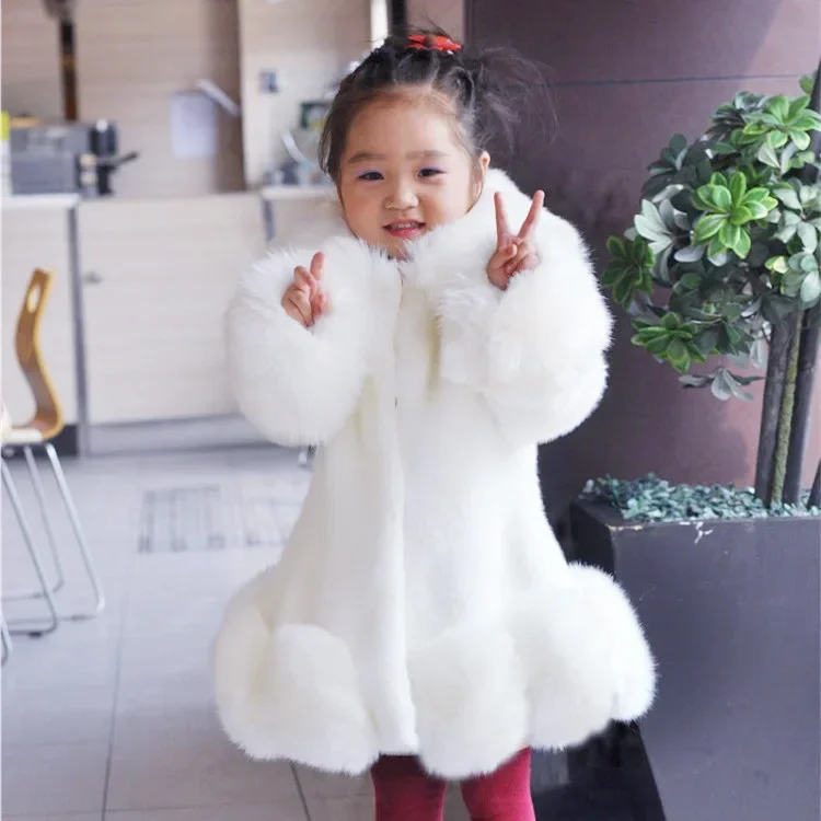 Winter Kleidung für Mädchen 2023 Neue Kinder Boutique Mantel Verdicken Koreanische Imitation Pelz Herbst Fuchs Haar Baumwolle Warme Große Pelz Kragen Image