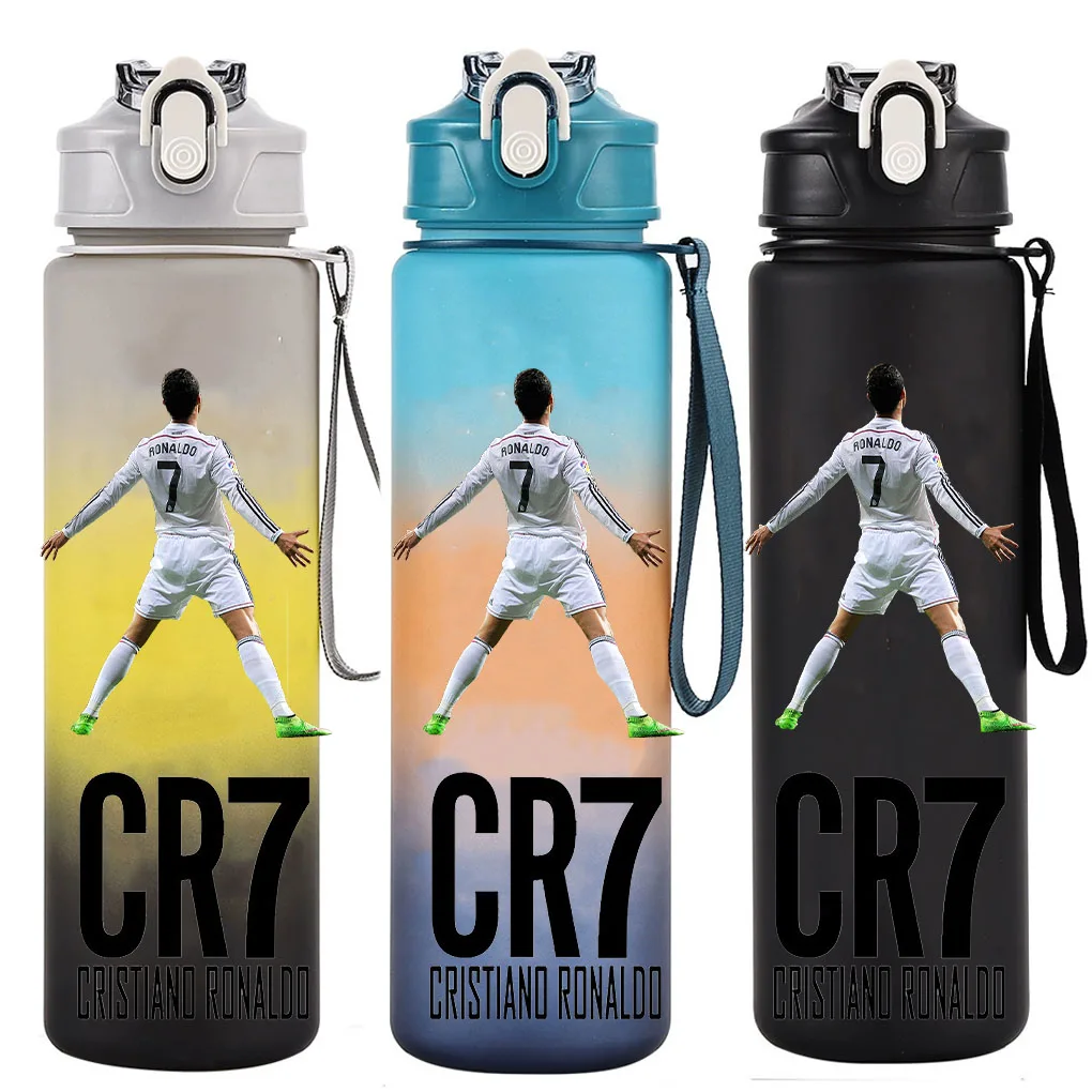 Cristiano Ronaldo Sport-Wasserflaschen-Shaker für Outdoor-Reisen, tragbar, auslaufsicher, Trinkgeschirr, Kunststoff-Trinkflasche, BPA-frei, Geschenk für Fitnessstudio Image
