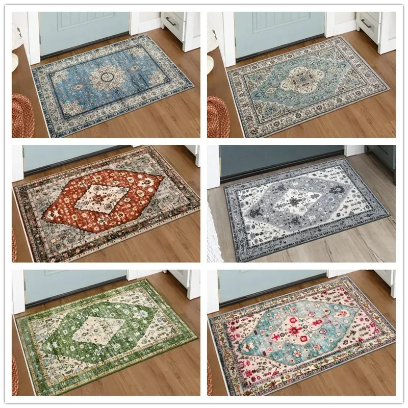Bohemian Patterned Crystal Velvet Soft Carpet Home Decor Entry Door Mat Living Room Bedroom Hallway Kitchen Indoor Floor Mat