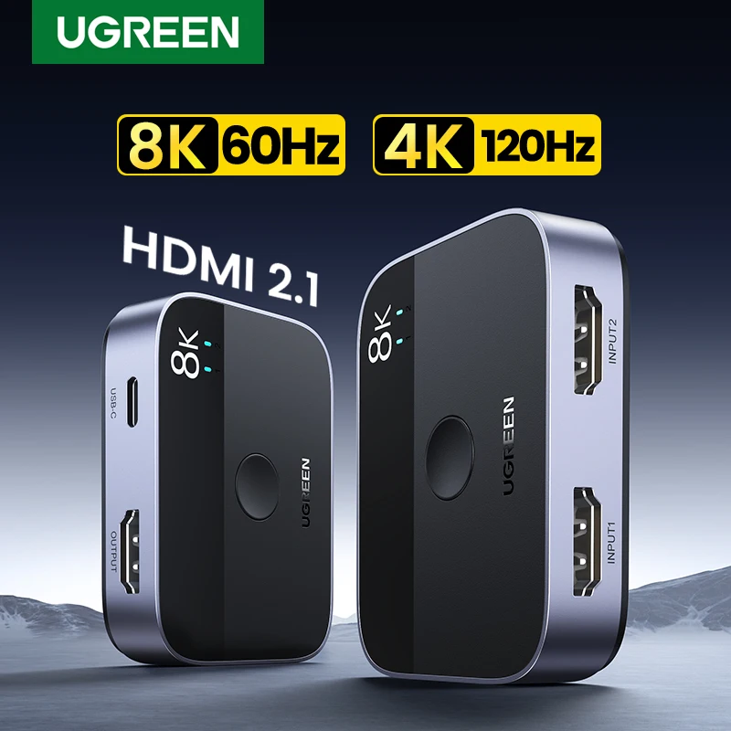 Incize nuovo-IN 】UGREEN 8K HDMI Splitter 4 k144hz 2 In 1 Out per TV Xiaomi Xbox SeriesX PS5/4 HDMI Cable Monitor proiettore HDMI 2.1 Switch