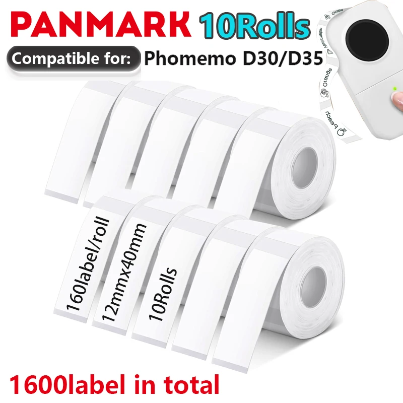 10 rotoli di nastri per etichette colorate da 1600 pezzi 12 x 40 mm di ricambio adatti per adesivi per etichette termiche autoadesive portatili Phomemo D30