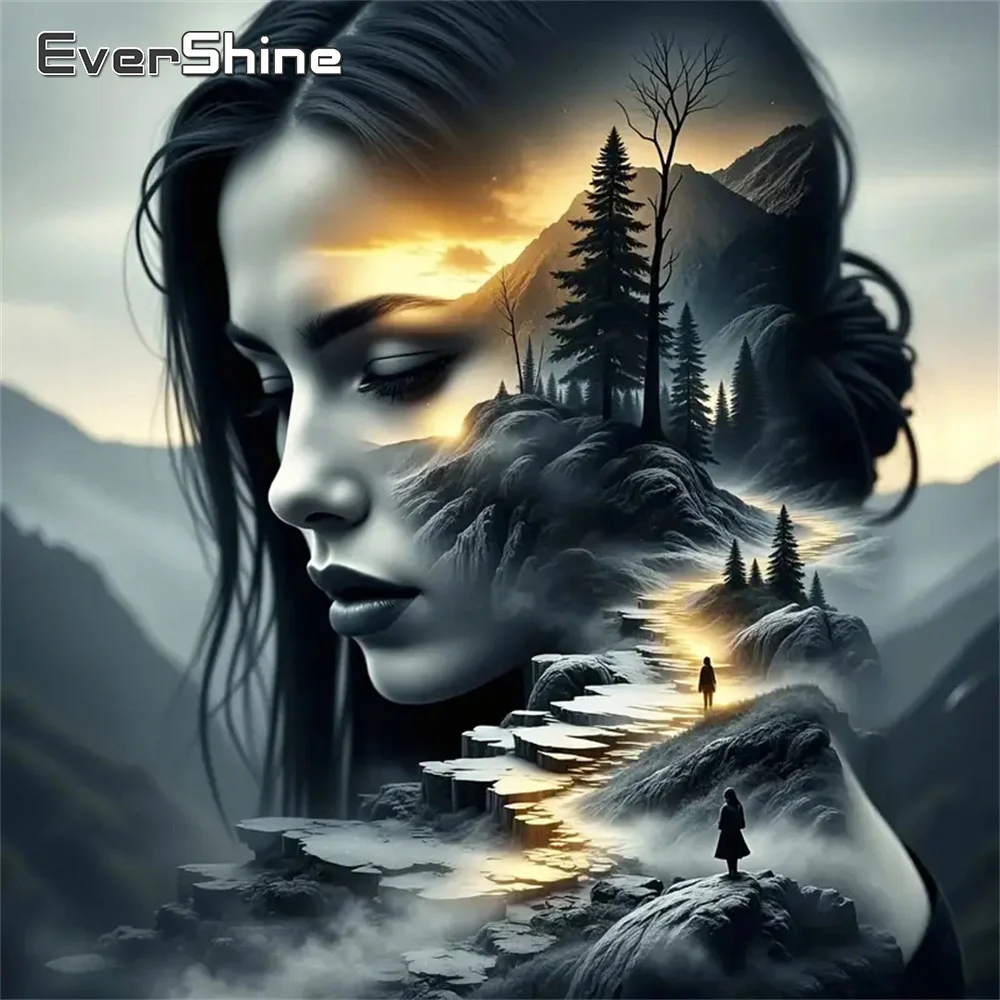 Evershine DIY Baum Diamant Malerei Berg Landschaft Bild Strass Stickerei Frau Neue Ankunft Mosaik Sonnenuntergang Handwerk Image