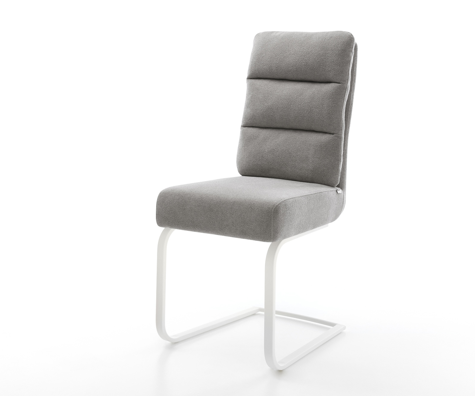 DELIFE Freischwinger Pela-Flex Strukturstoff Soft Grau Freischwinger flach Weiß Taschenfederkern, Esszimmerstühle Image