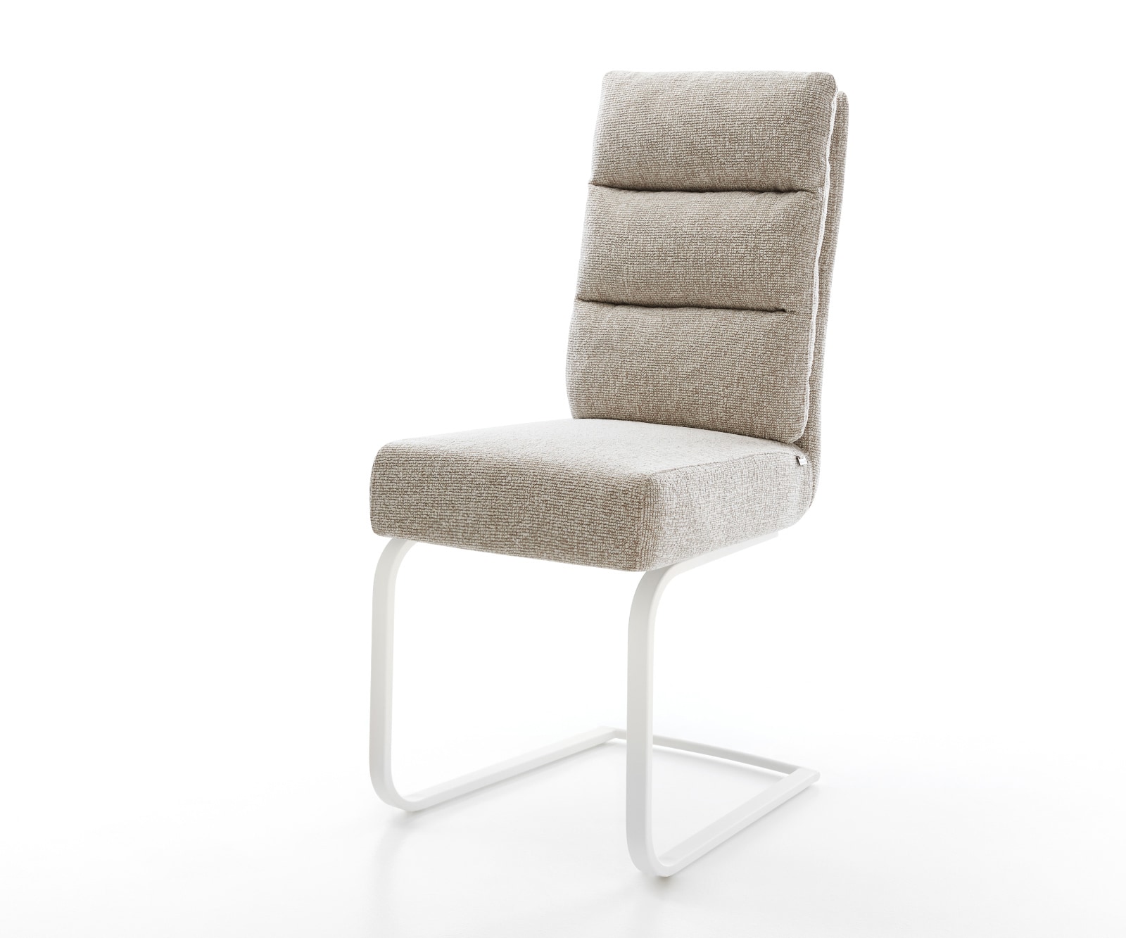 DELIFE Freischwinger Pela-Flex Webstoff Soft Beige Freischwinger flach Weiß Taschenfederkern, Esszimmerstühle Image