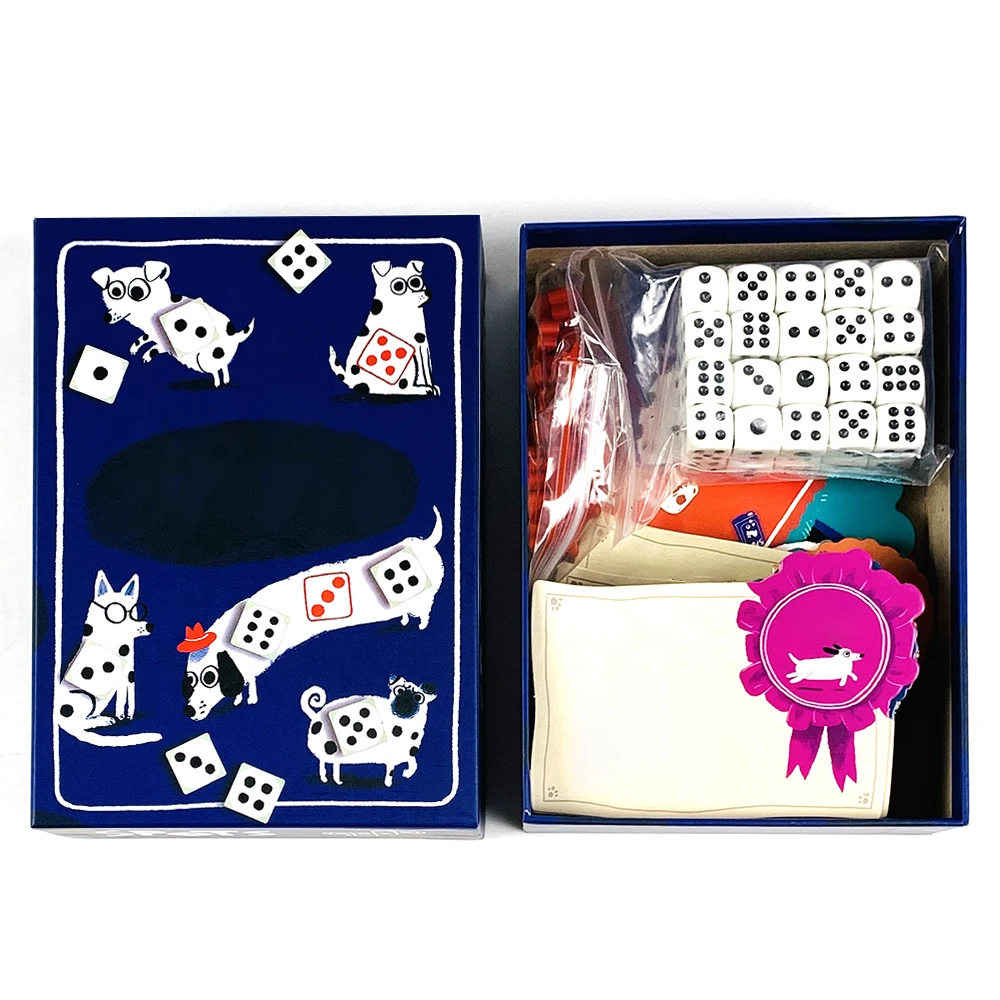 Jeu de cartes-un jeu sur les dés roulants pour augmenter votre chance et le chien, jeu de société, jeux interactifs en famille, jeux de vacances