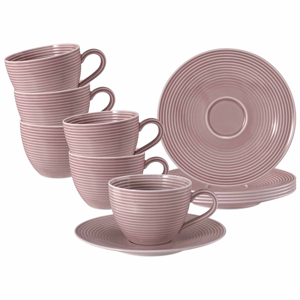 Seltmann Weiden Beat Color Glaze Kaffeetassen mit Untertassen 6er Set Altrosa Image