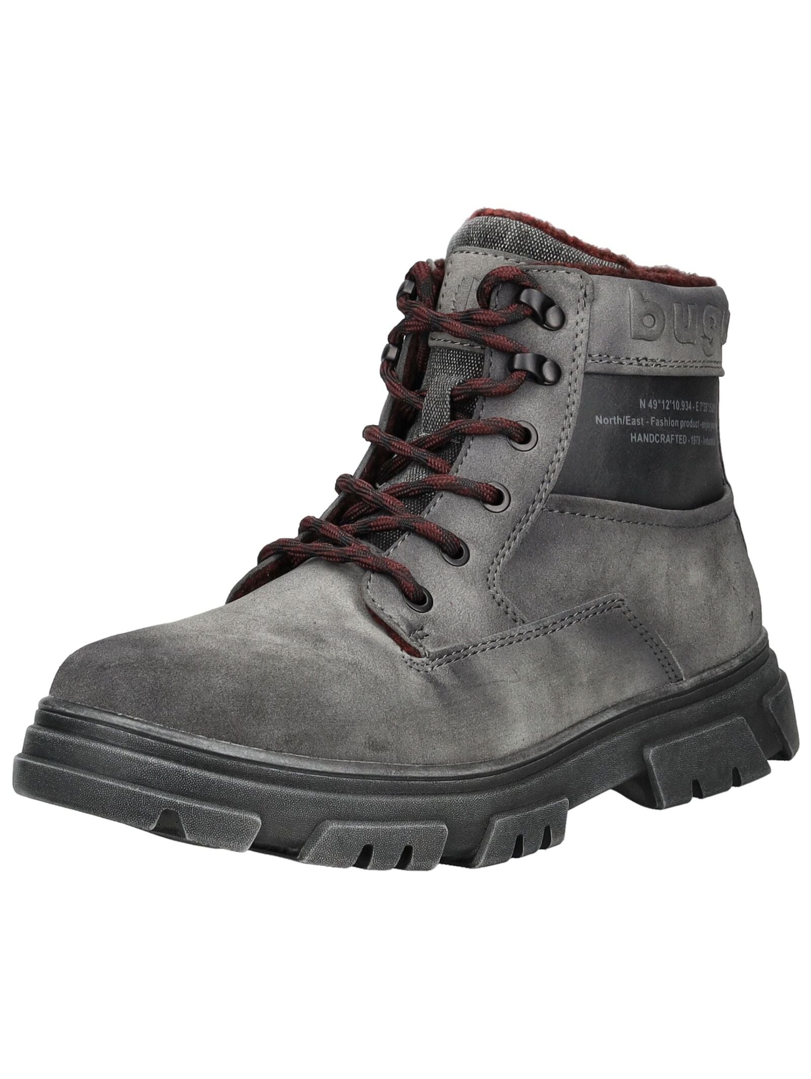 Schnürstiefelette BUGATTI "bugatti Stiefelette Lederimitat", Damen, Gr. 43, grau, Lederimitat, Schuhe Schnürstiefelette