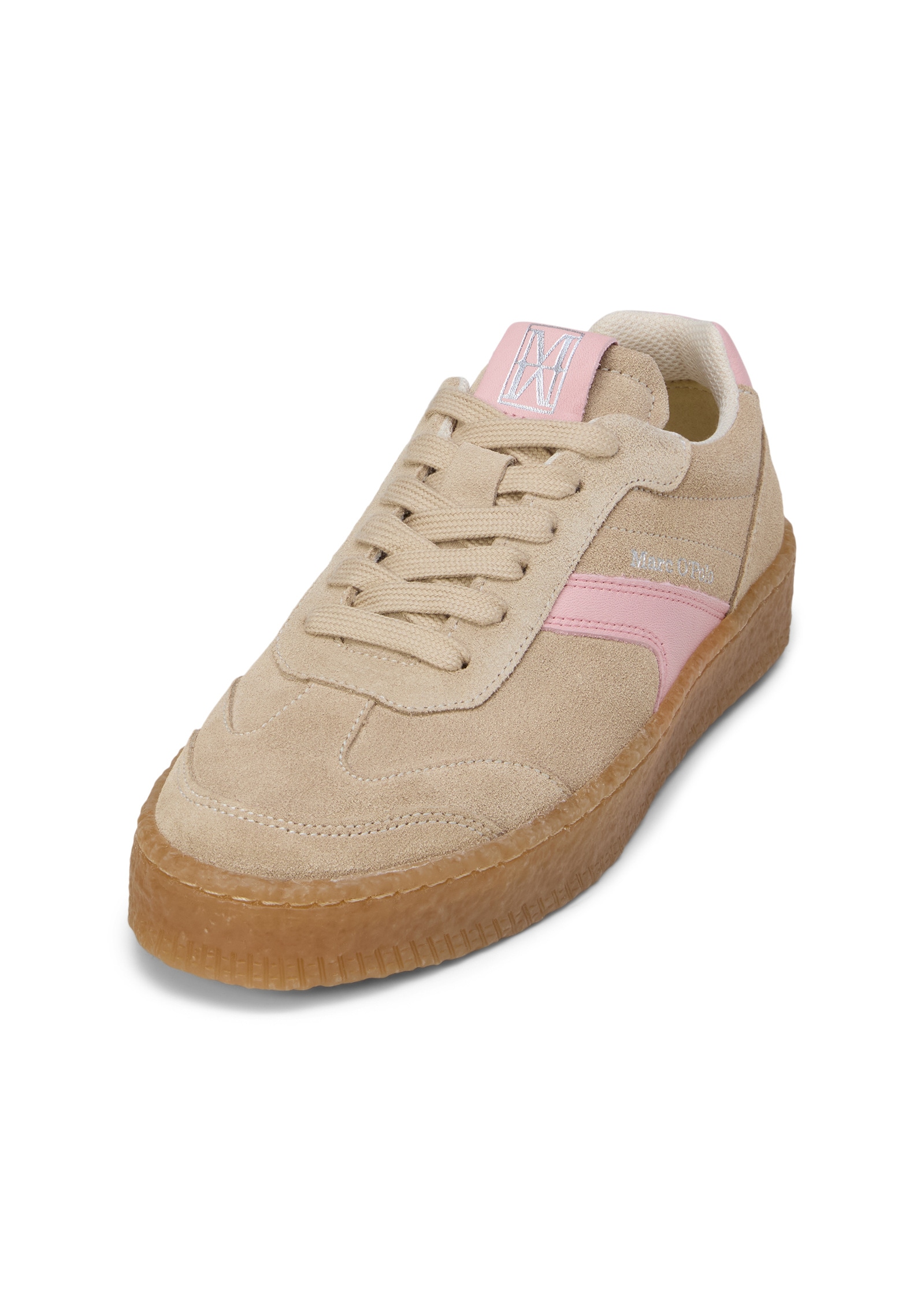 Sneaker MARC O'POLO "aus softem Veloursleder", Damen, Gr. 39, raw cream, natural rose, Obermaterial: 80% Leder, 20% Polyurethan, unifarben, Schuhe Sneaker