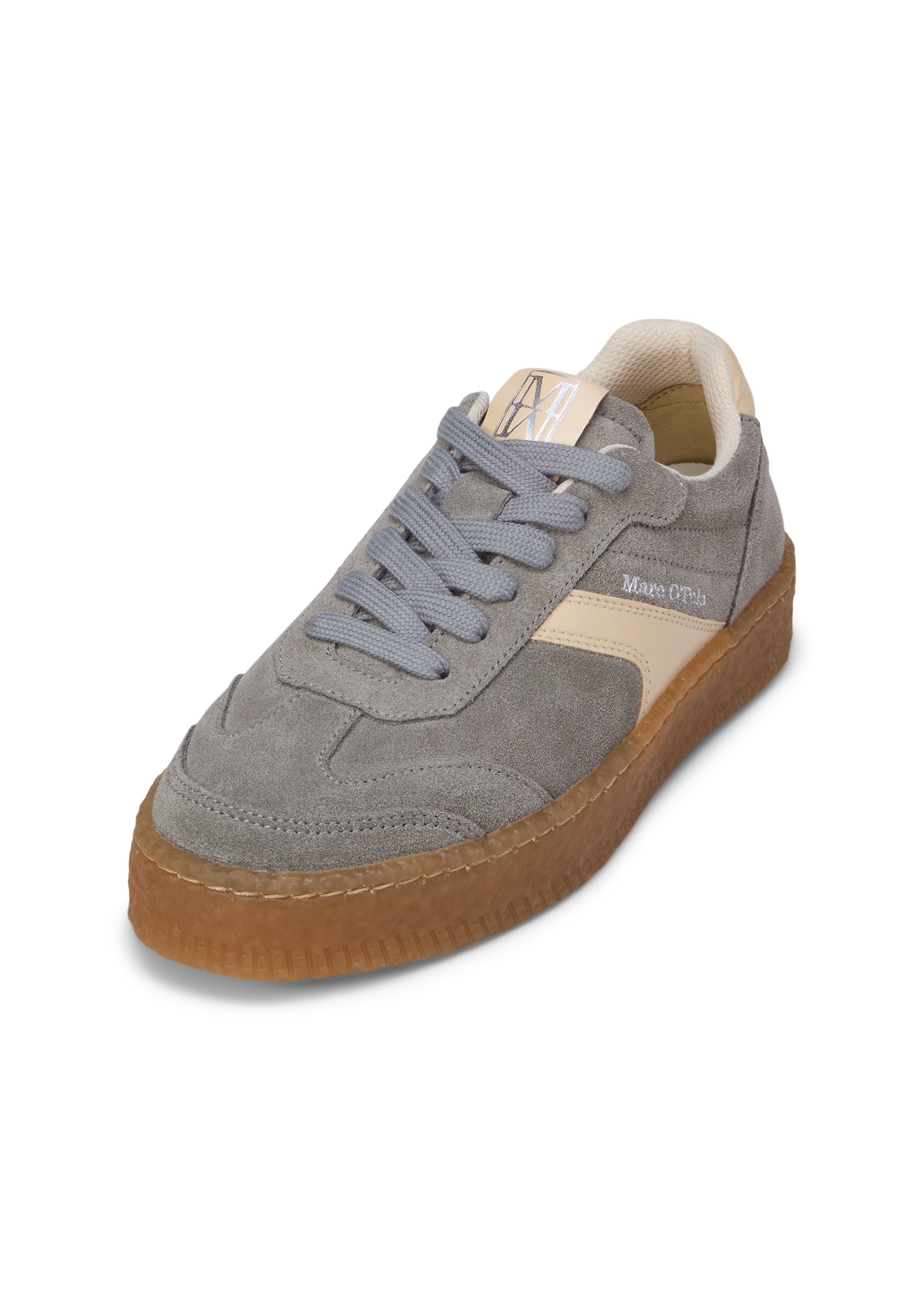 Sneaker MARC O'POLO "aus softem Veloursleder", Damen, Gr. 41, basalt grau, natural cotton, Obermaterial: 80% Leder, 20% Polyurethan, unifarben, Schuhe Sneaker