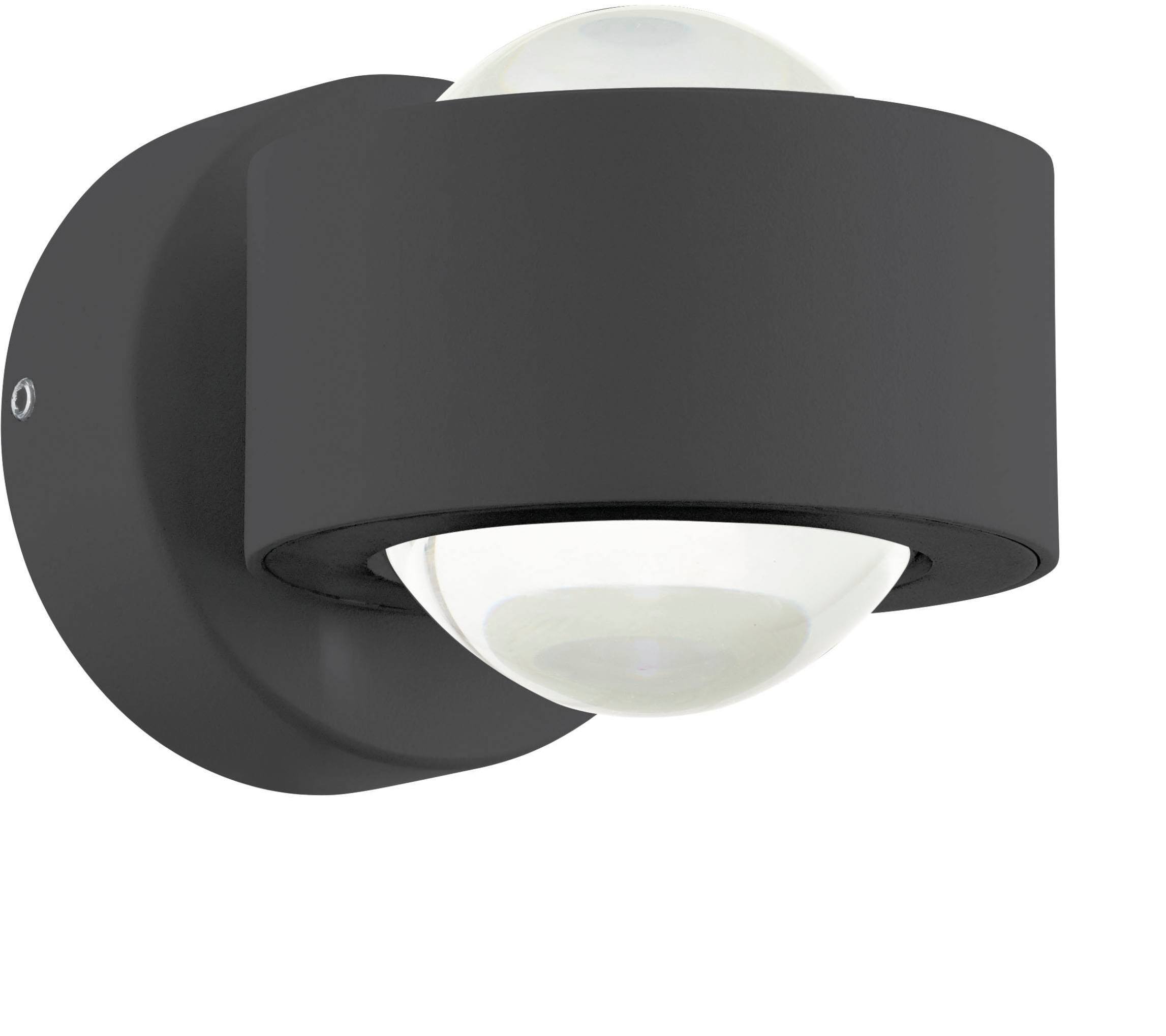 EGLO Wandleuchte "Ono 2 Wandlampe, Aluminium und Kunststoff, Wohnzimmerlampe, Lampe", grau, 2, H: 8cm, 1 Stk., Leuchten, Wand-/Deckenleuchte - L9 x H8 x AL13 cm - anthrazit - 2X2,5W inkl., Wandleuchte