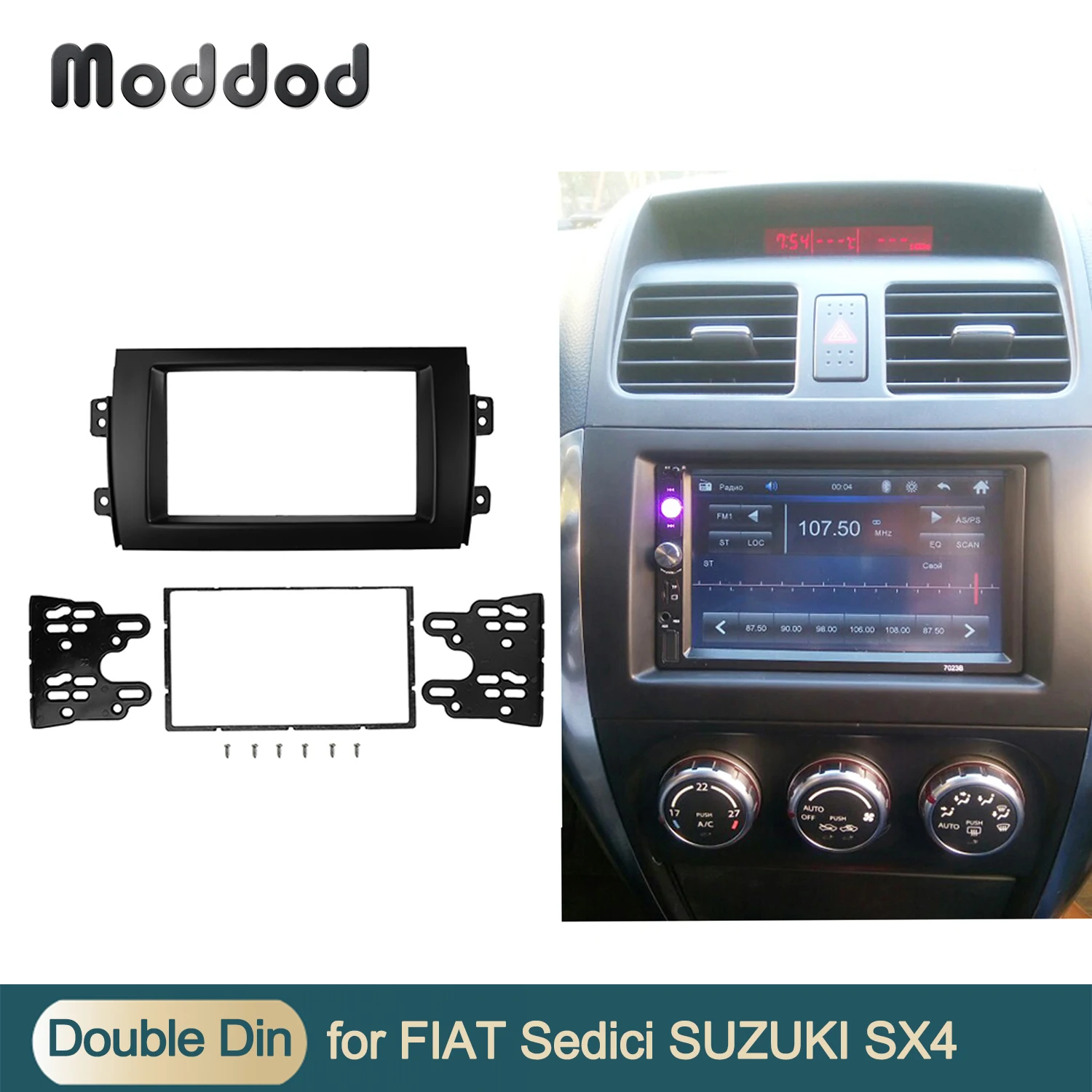 Doppel Din Fascia Für SUZUKI SX4 Fiat Sedici Radio-DVD-Dashboard Stereo-Panel Dash Montage Installation Trim Kit Rahmen Lünette