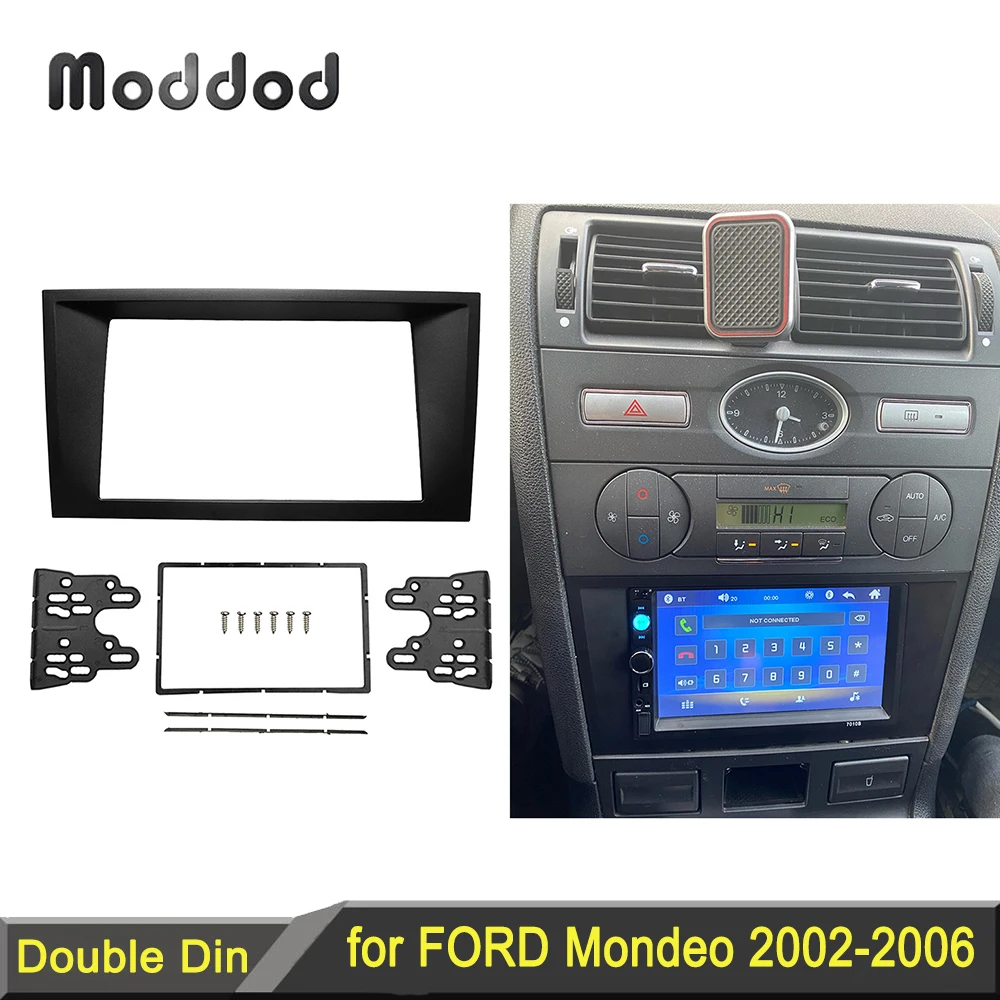 Doppelte 2-Din-Blende für FORD Mondeo 2002–2006, CD-Facia, Stereo-Player, Panel, Armaturenbrettmontage, Installationsverkleidung, Verkleidungssatz, Refit-Rahmen-Lünette Image