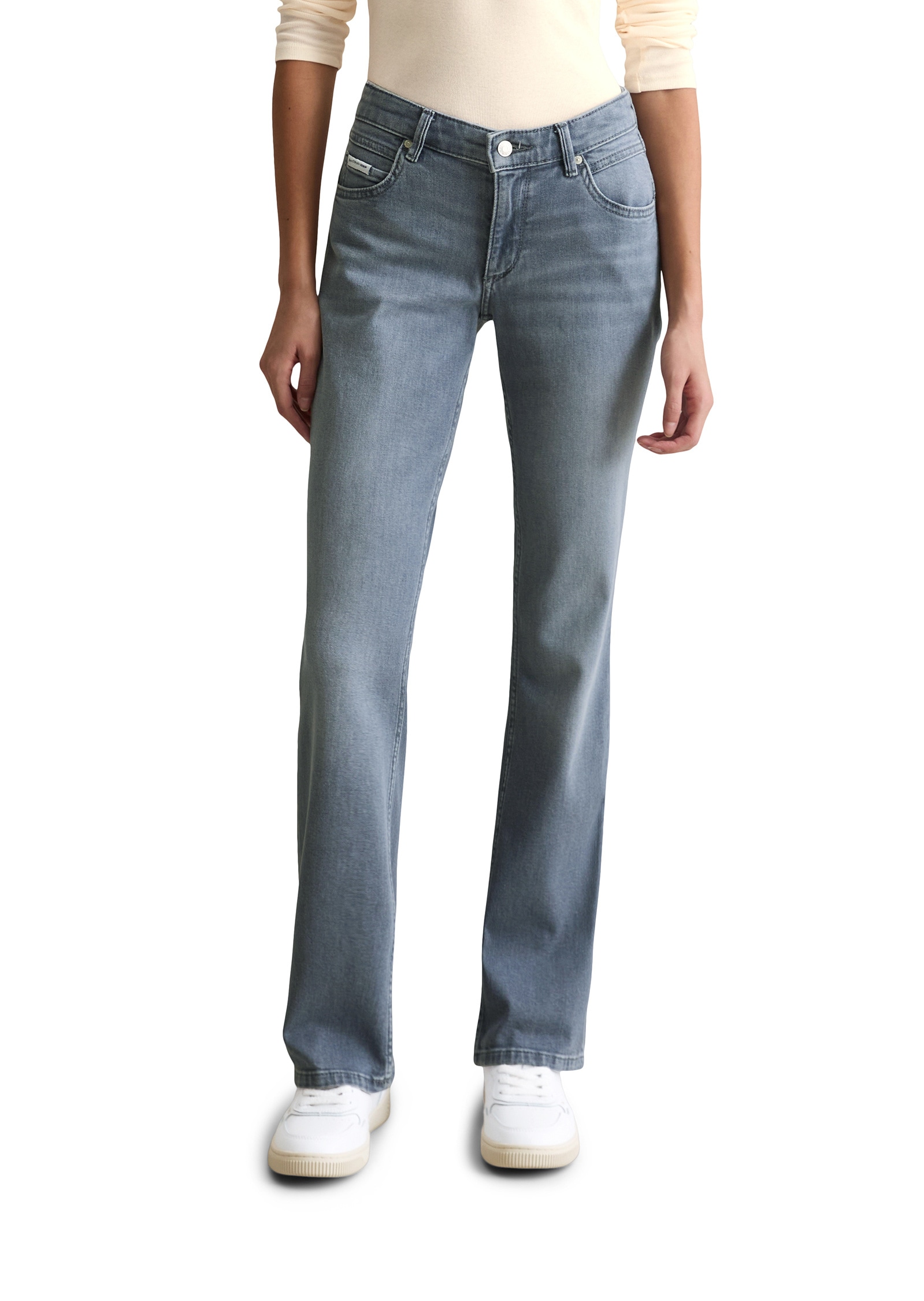 5-Pocket-Jeans MARC O'POLO DENIM "aus Bio-Baumwoll-Stretch", Damen, Gr. 32, Länge 32, light grau, Obermaterial: 98% Baumwolle, 2% Elasthan, unifarben, normal, Jeans 5-Pocket-Jeans