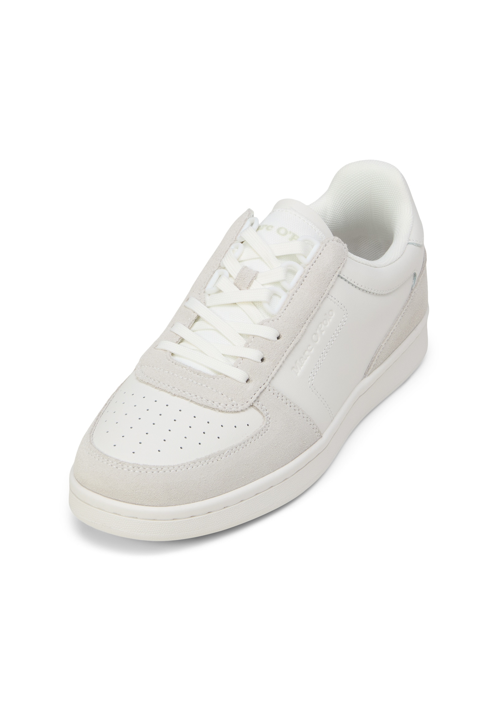 Sneaker MARC O'POLO "aus hochwertigem Rindleder", Damen, Gr. 46, weiß, Obermaterial: 100% Leder, unifarben, Schuhe Sneaker