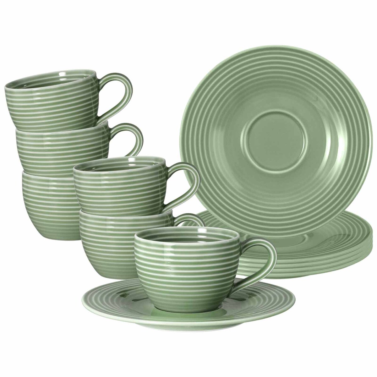 Seltmann Weiden Beat Color Glaze Espressotassen mit Untertassen 6er Set Salbeigrün Image