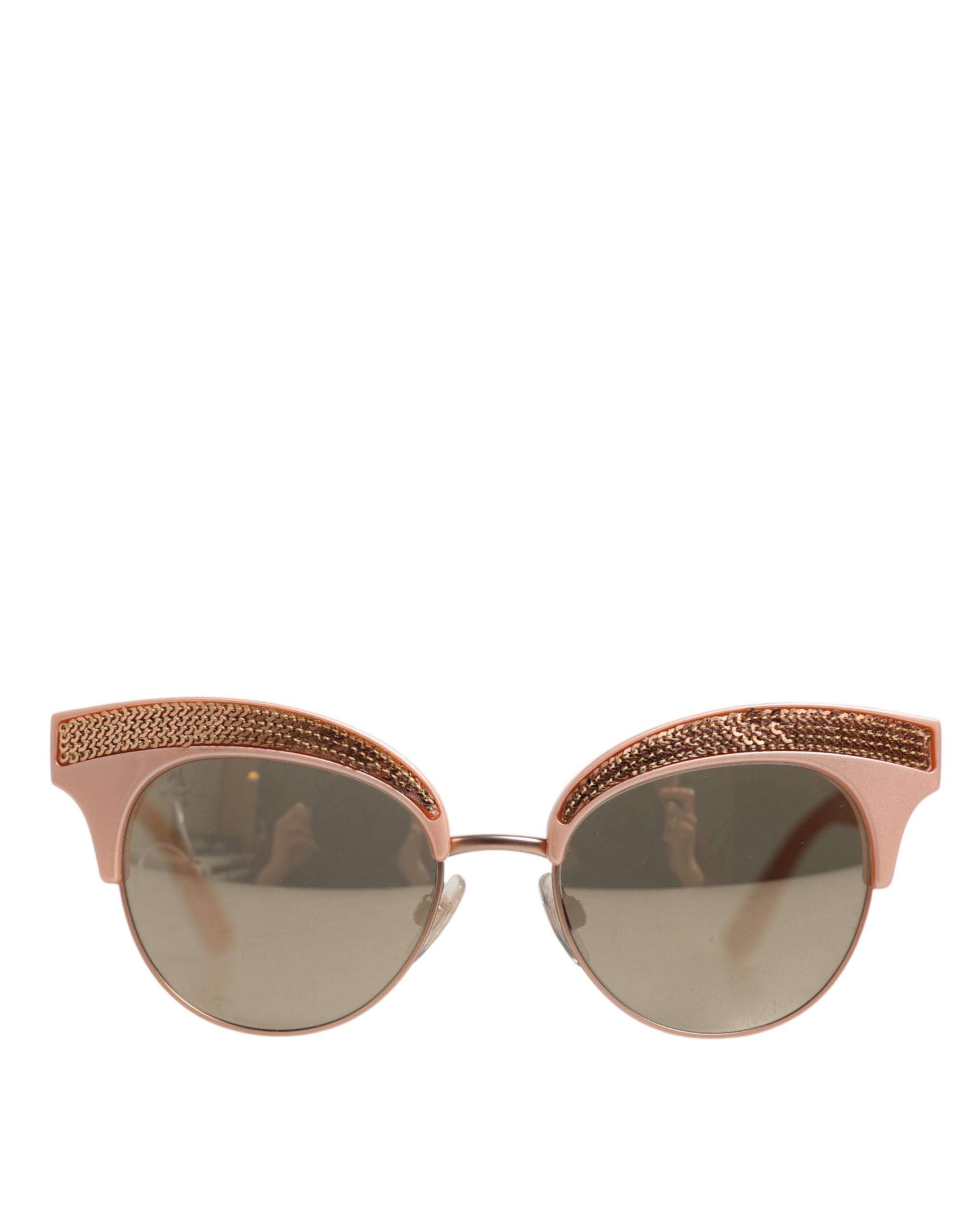 Dolce & Gabbana Pink Gold Gespiegelte Katzenaugen DG6109 Pailletten-Sonnenbrille Image