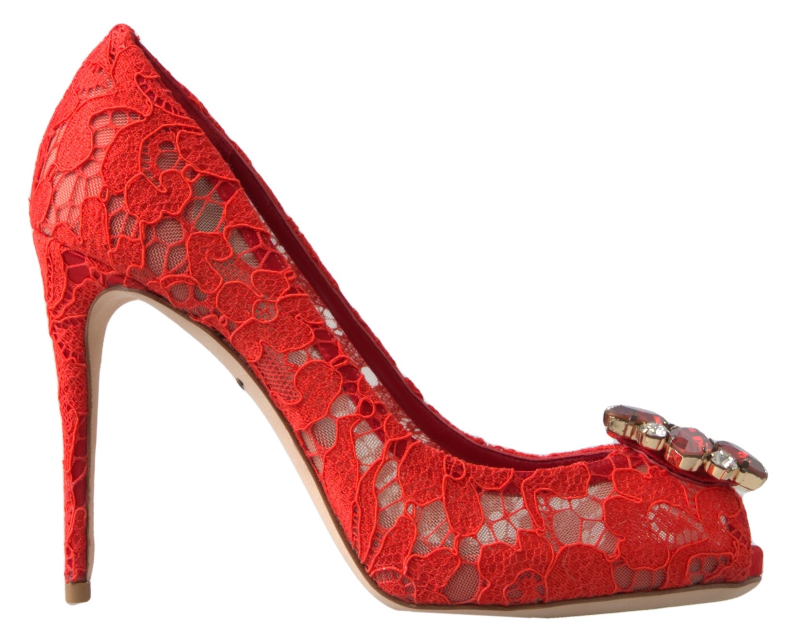 Spitzen Peeptoe Pumps mit hohem Absatz