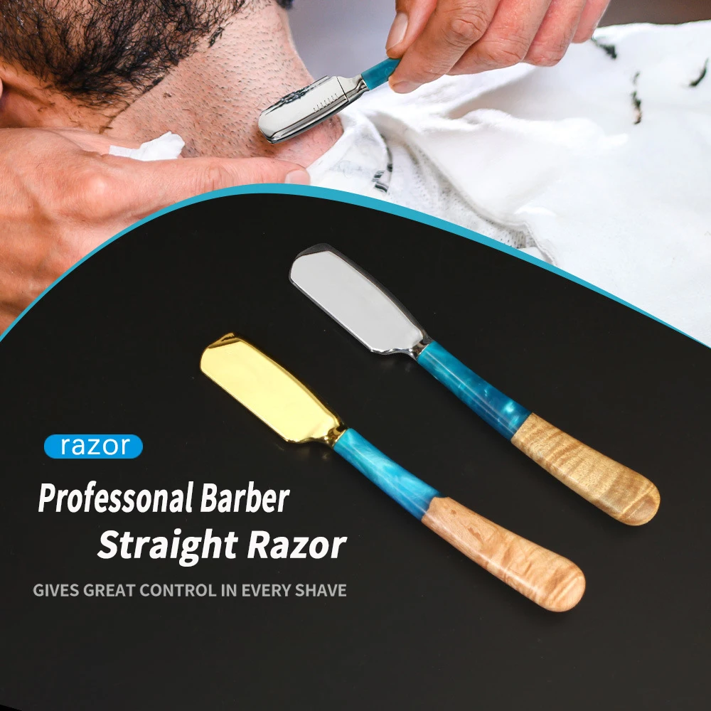 1Pc Neue Pro Harz Holz Griff Barber Rasiermesser Für Männer Edelstahl Haar Entfernung Werkzeuge Bart Rasieren Sicherheit Messer halter Image
