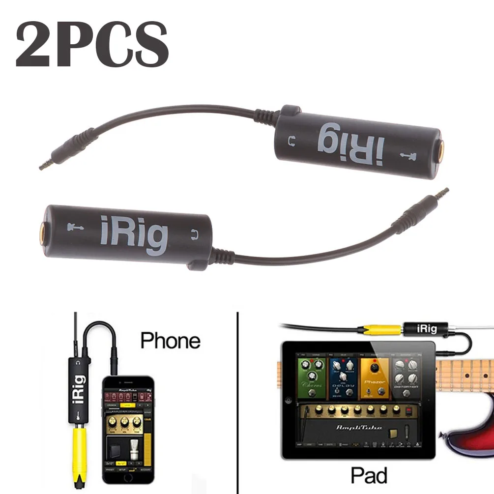 2PCS Gitarren-Audioschnittstelle iRig-Adapter mit integriertem Stimmgerät für Telefonaufzeichnung, Gitarrenkonverter-Ersatz für mobiles Studio Image