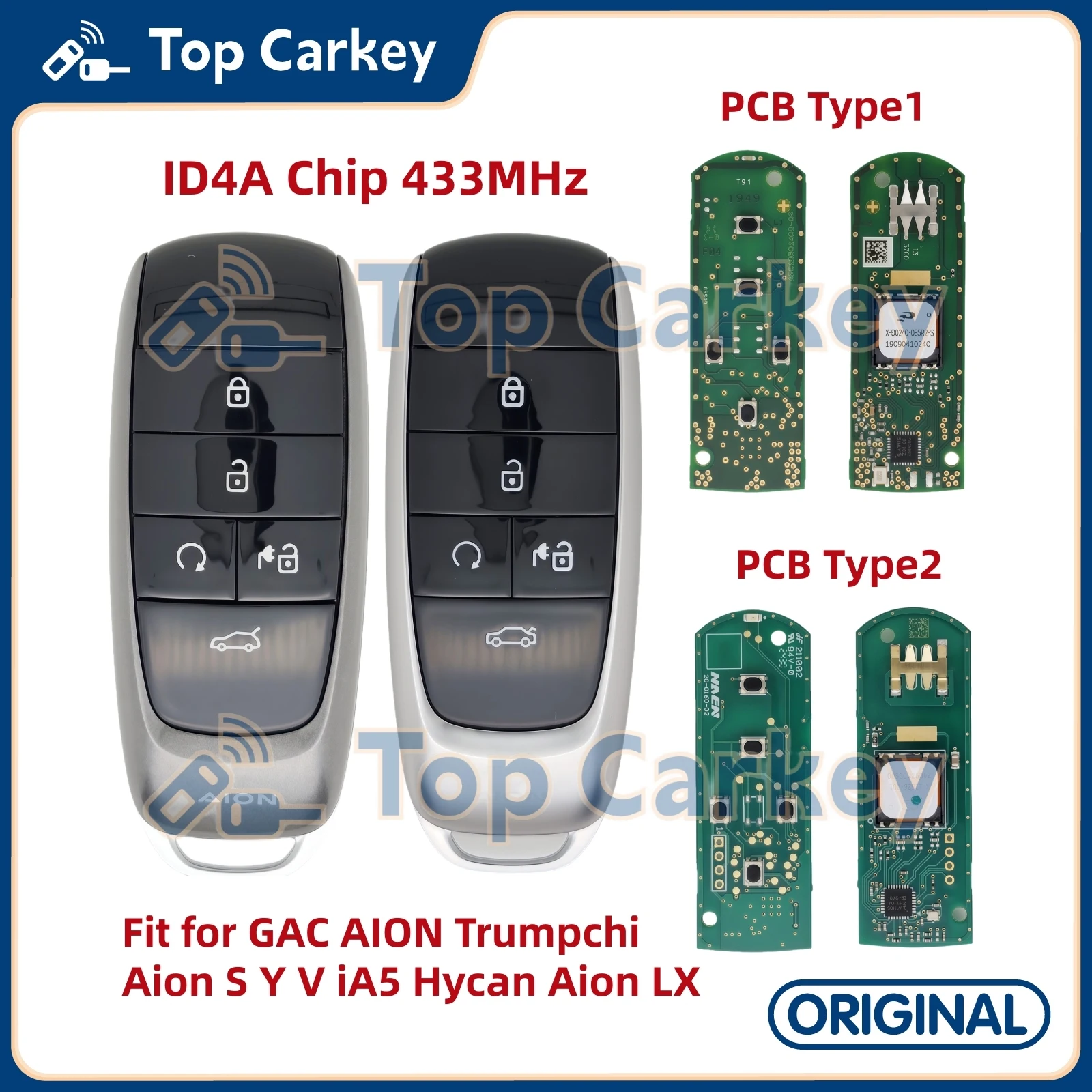 TopCarkey Original Smart Remote Key Fob 4A Chip 433 MHz für GAC AION Trumpchi AION S AION Y AION V iA5 Hycan Aion LX Image