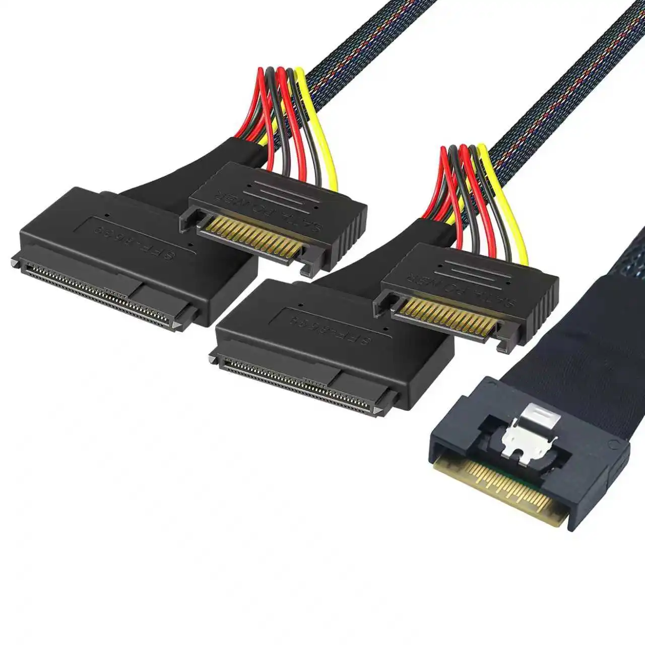 PCI-E Slimline LP Low Profile SFF-8654 8I 74P auf 2X SFF-8639 U.2 U2 mit 15P SATA Power NVME für SSD-Kabel Image