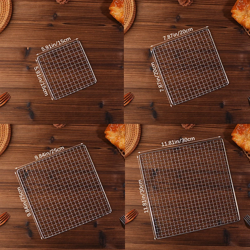 Edelstahl Camping Grill Rack Rost Mesh Pads Tragbare Platz Grillen Net Feuer Kochen Im Freien Reisen Picknick BBQ Pad Image