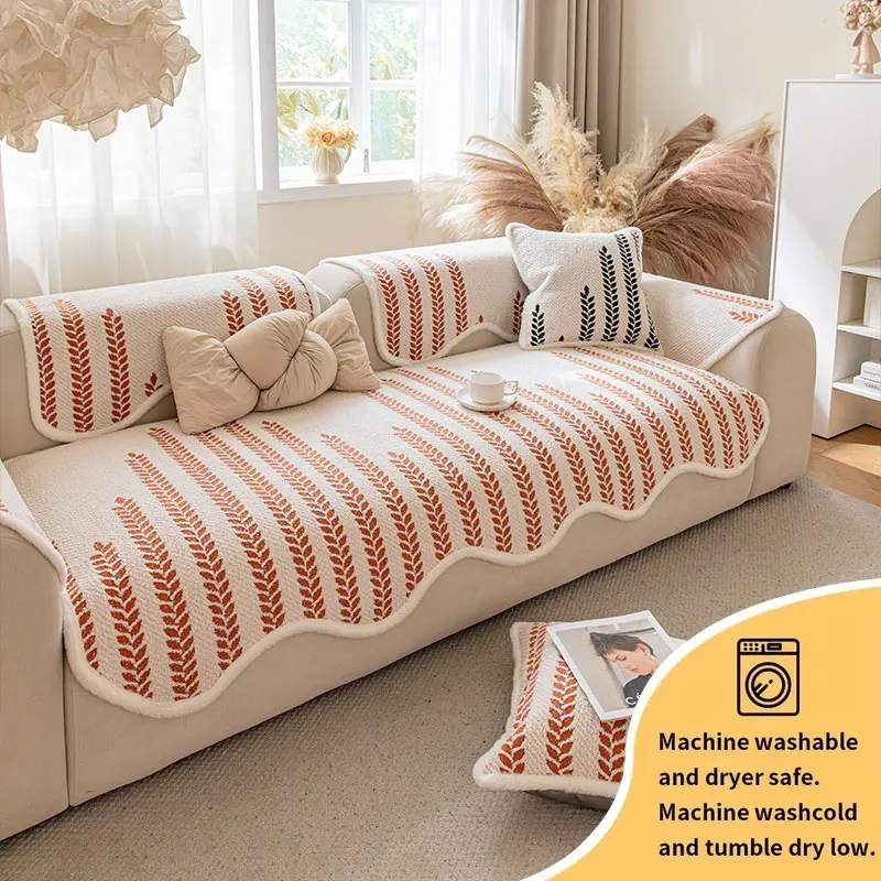 1 STÜCK-Unregelmäßige Plüsch-Sofa-Matte 2025 Neuer ländlicher Stil Anti-Rutsch-Kissen für Wohnzimmer Sofa Staubdichte Sofamatte Image