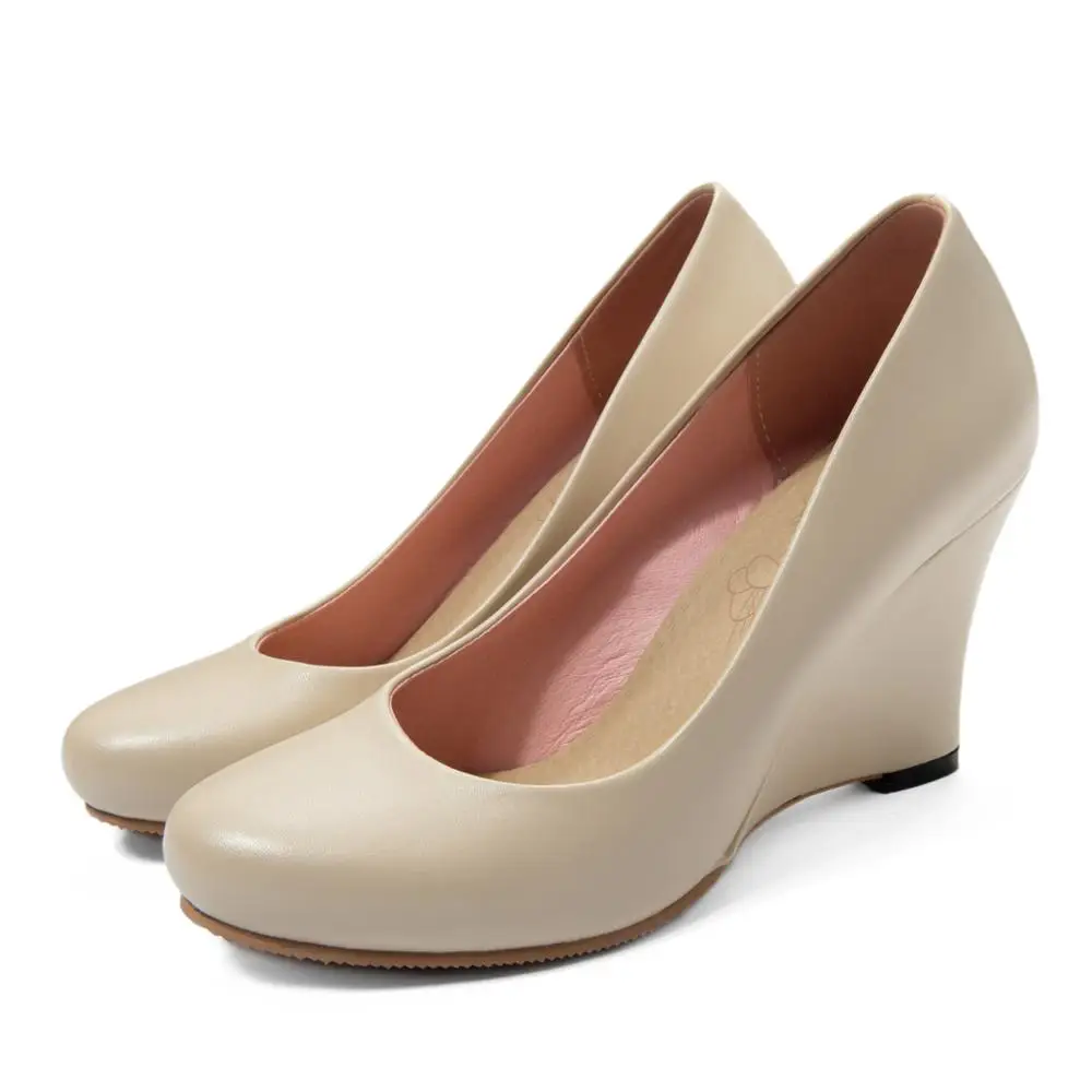 Wedges High Heels Pumps Schuhe Damen Elegant Frühling Lässig Weiß Nude Hochzeit Büro Party Schuhe Damen Große Größe 43 45