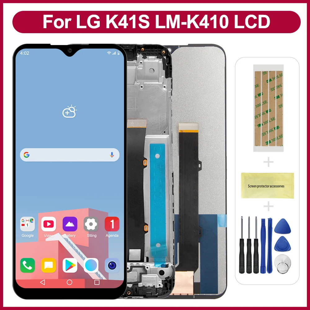 6,55'' LCD Display Touchscreen Digitizer Montage für LG K41S mit Rahmen LMK410EMW LM-K410EMW LM-K410 Ersatz Zubehör Image