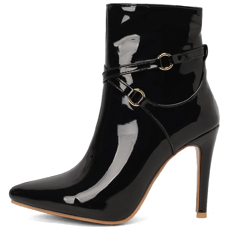 Sexy Stiefeletten Frauen Schuhe Neue 2024 Punkt Schwarz Grün Rot Kurze Stiefel Patent Leder Dance Party Schuhe Dame Große größe 48 50